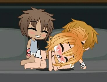 Freddy mask and Bonnie mask having fun with Clara