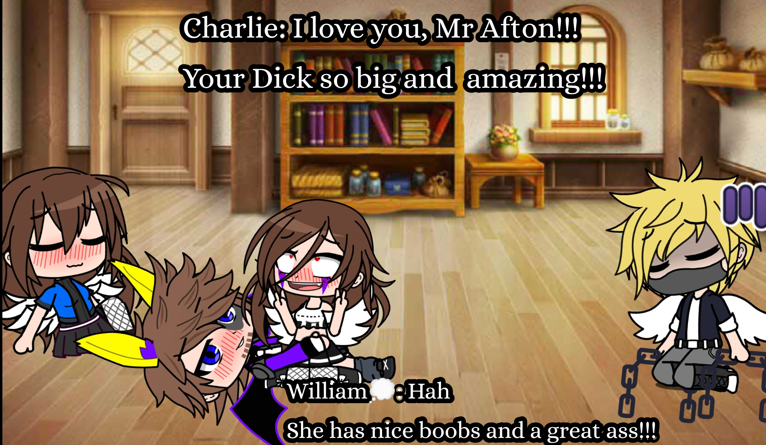 William Afton fuck Mrs Emily and Charlie in front Henry (6 pictures)