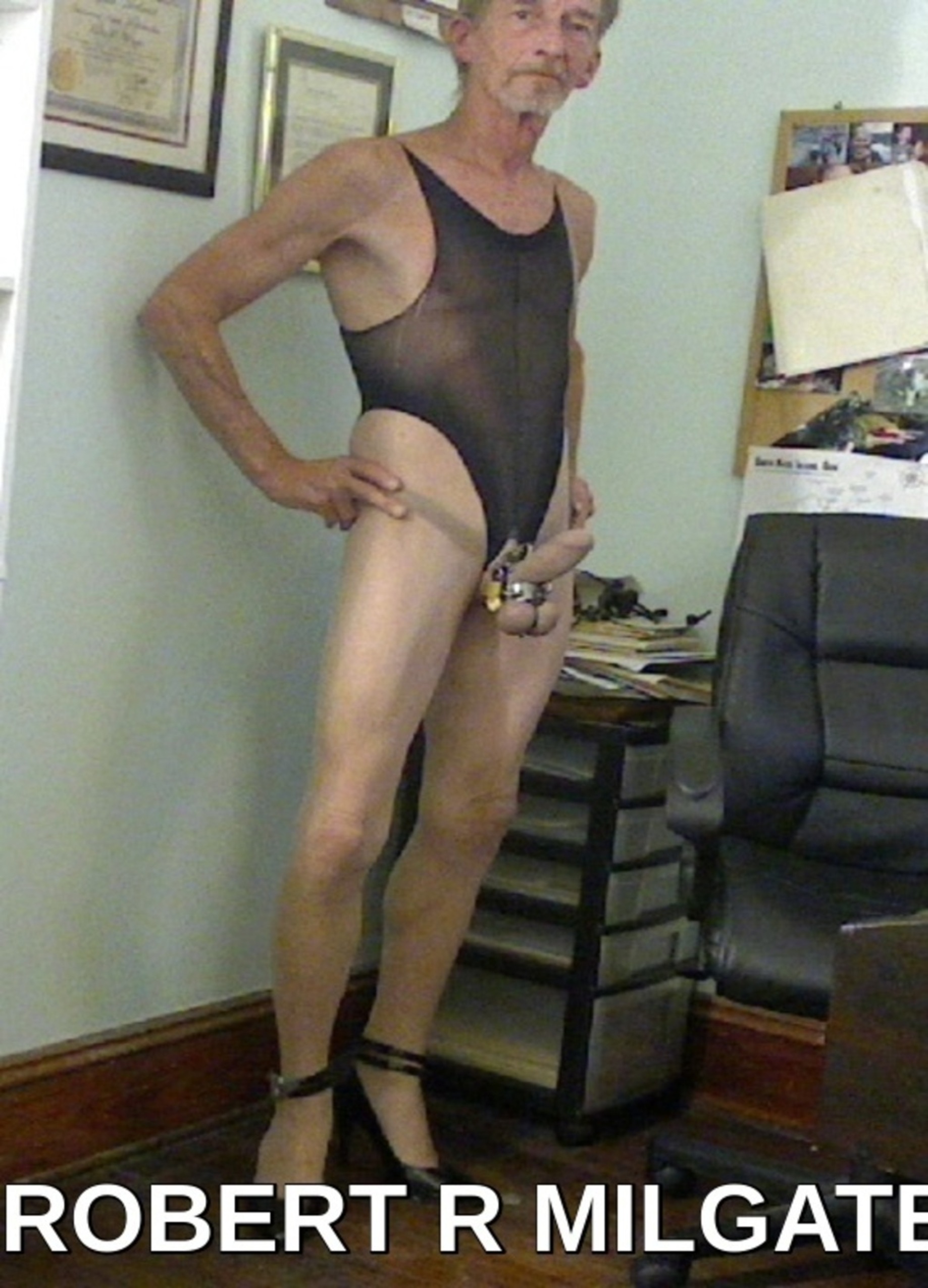 ROBERT MILGATE A FREAK IN A SHEER  TAN PANTYHOSE AND HEELS I