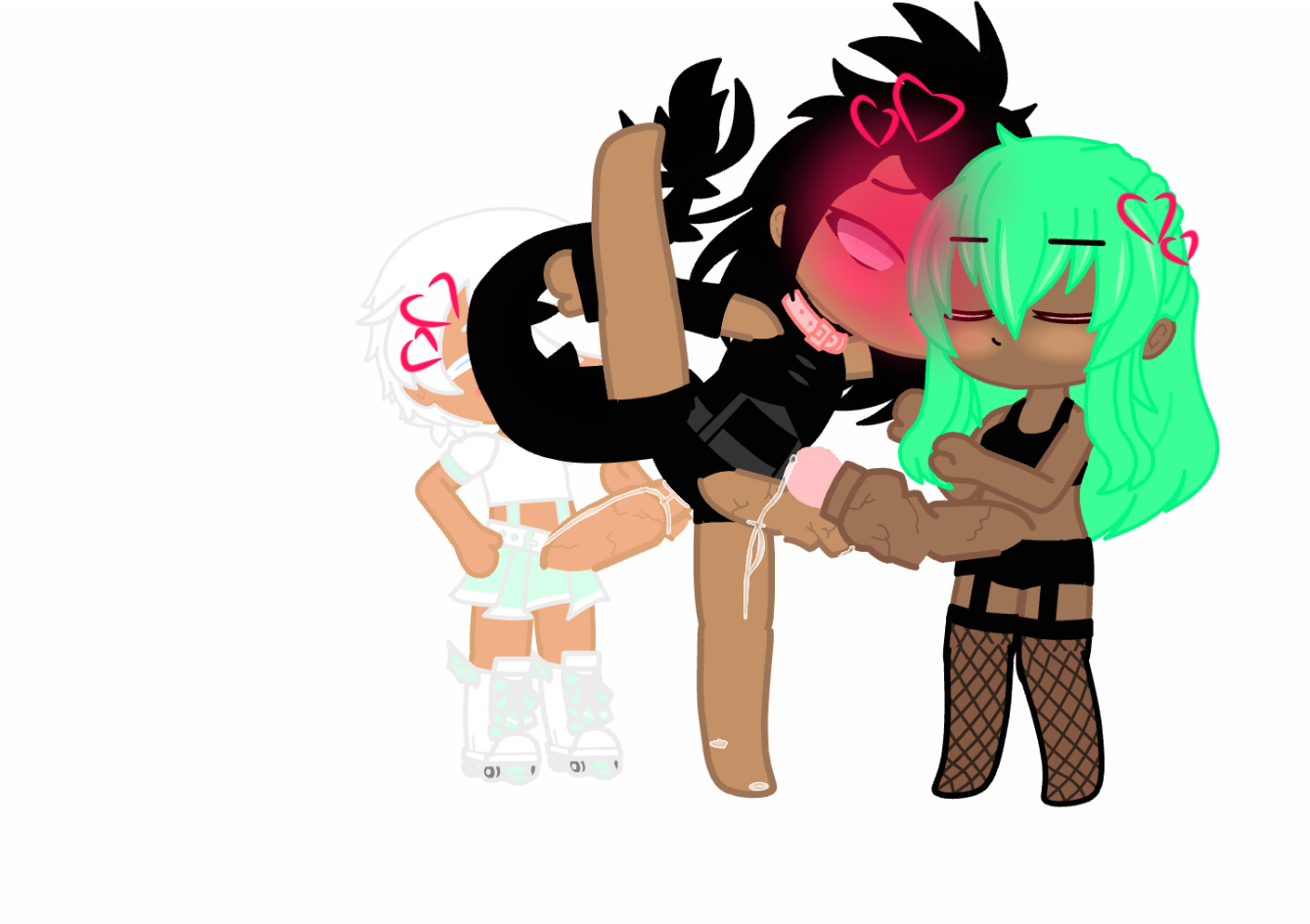 The aftermath when Riyo(black hair) and Mia(green)met Sammy (2 pictures) -  Shooshtime