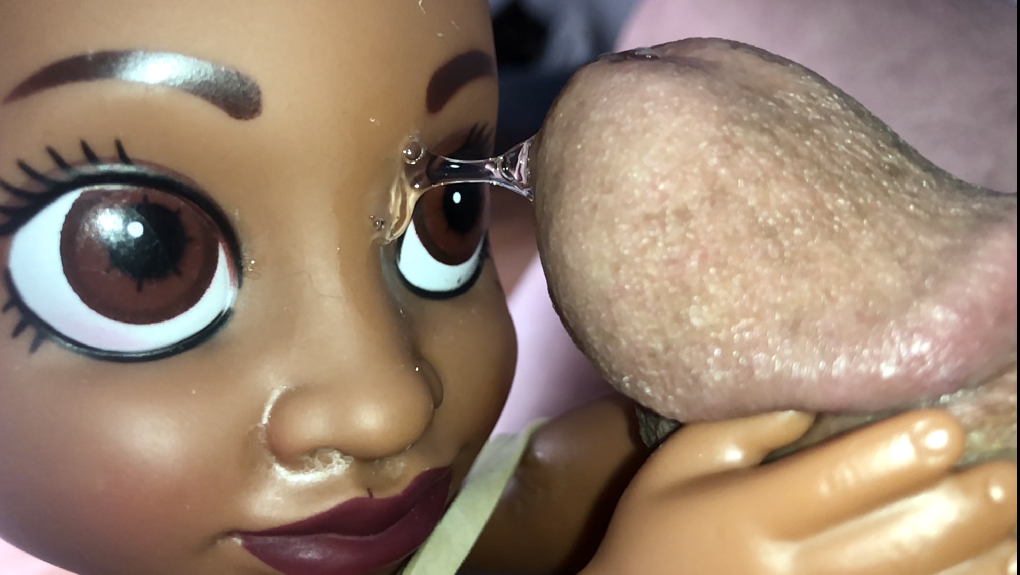 secondhand store doll Precum on face and hand in anus