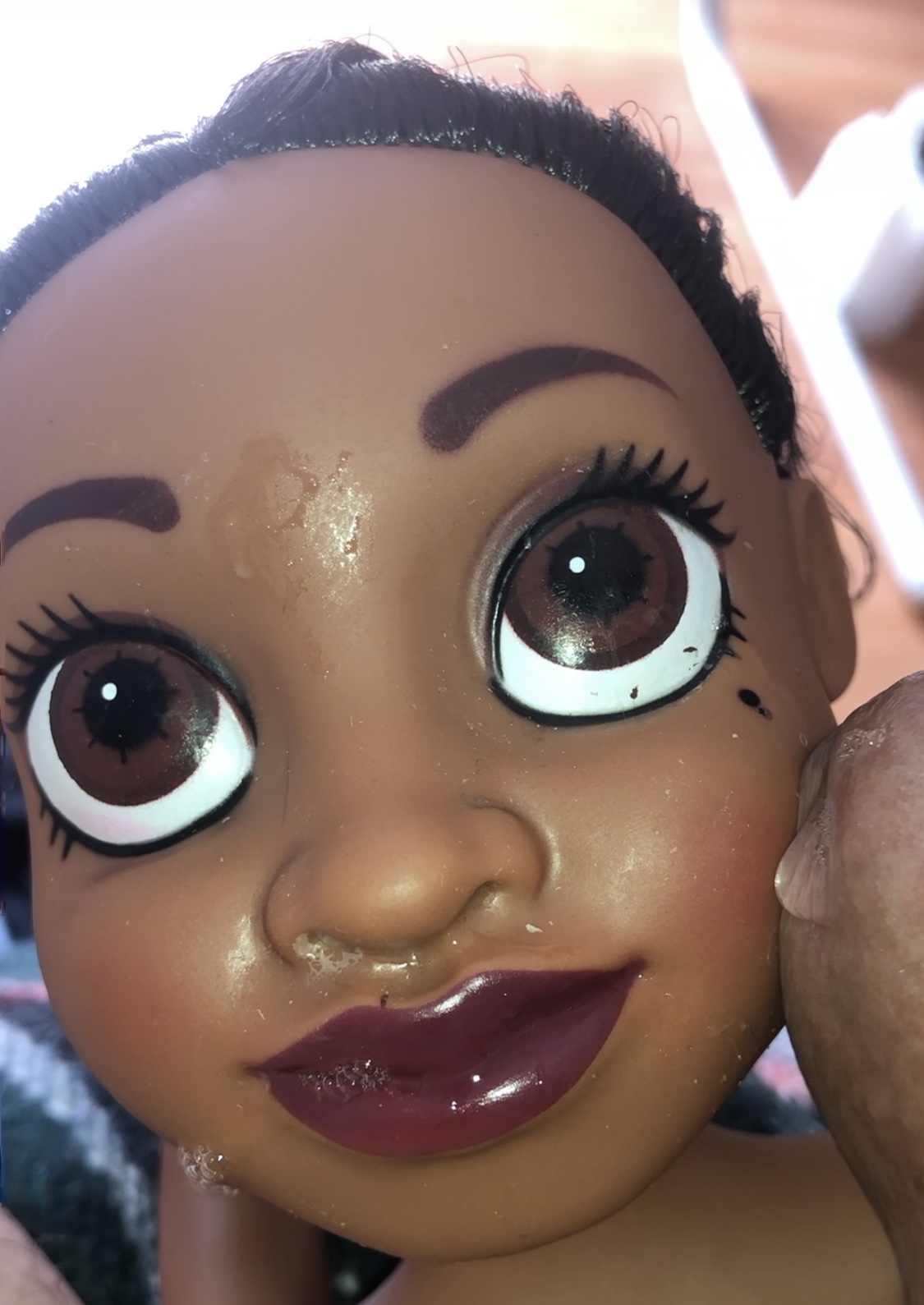 secondhand store doll Precum on face and hand in anus