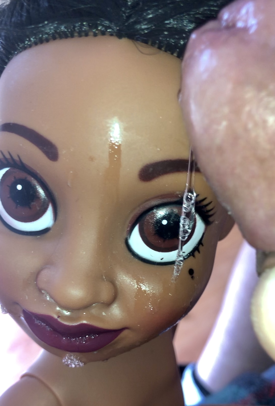 secondhand store doll Precum on face and hand in anus