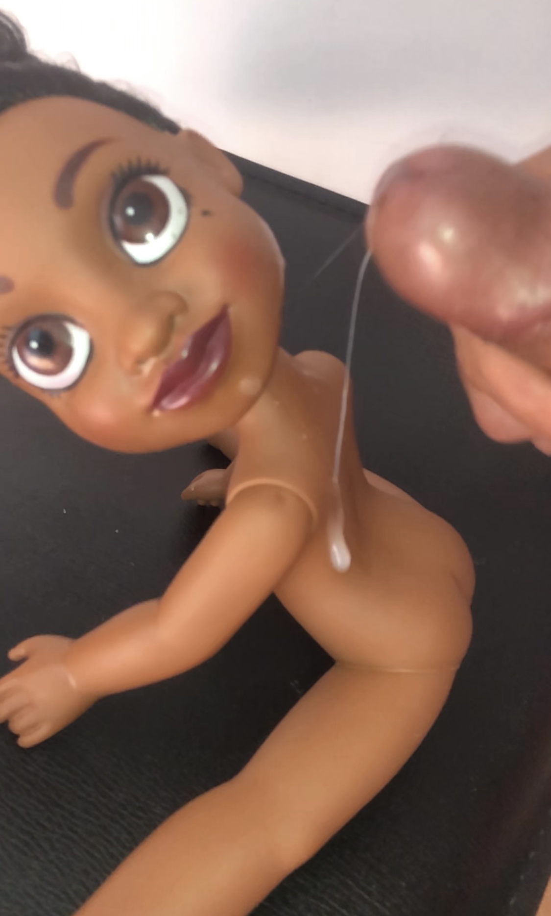 secondhand store doll Precum on face and hand in anus