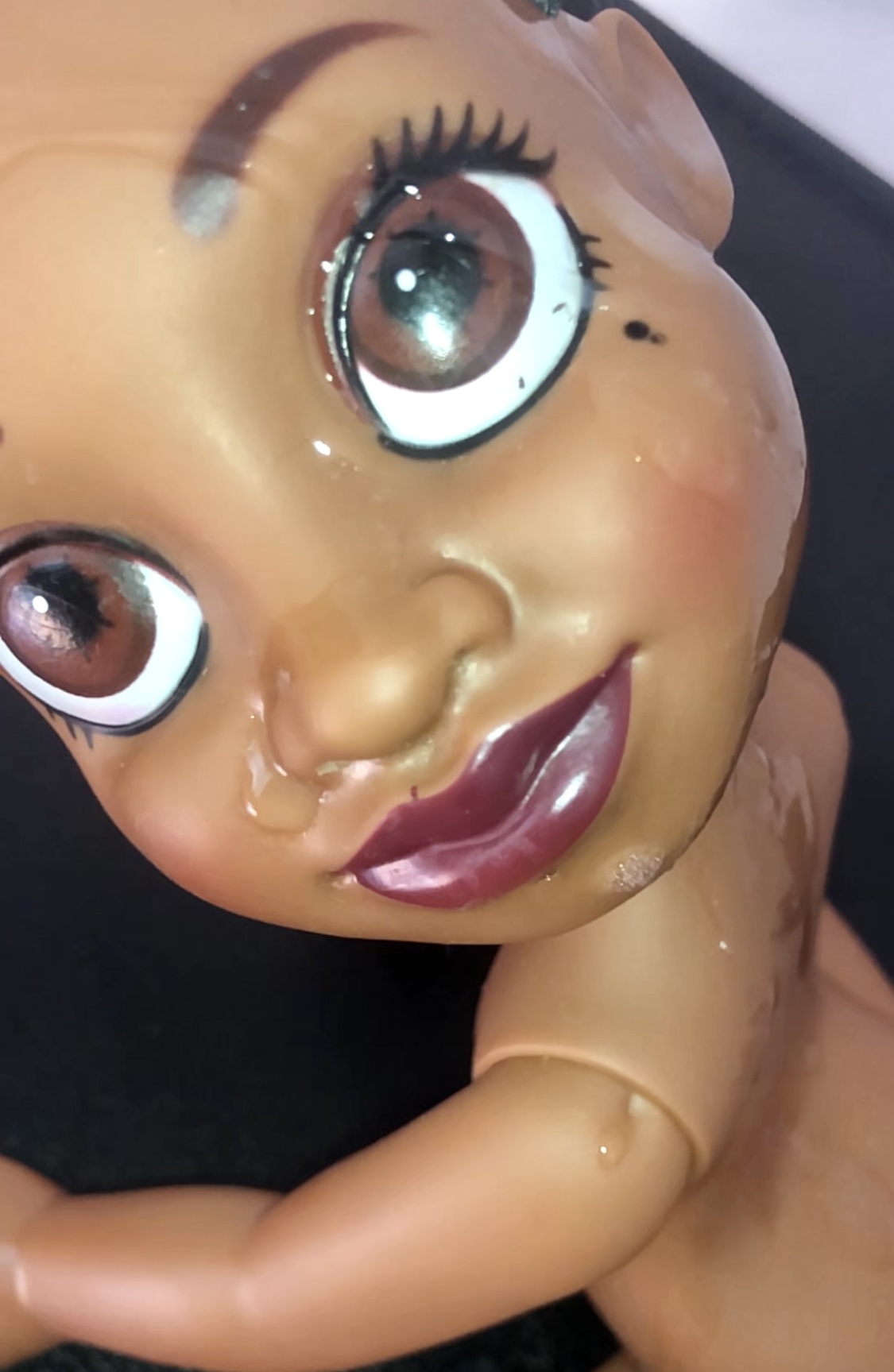 secondhand store doll Precum on face and hand in anus