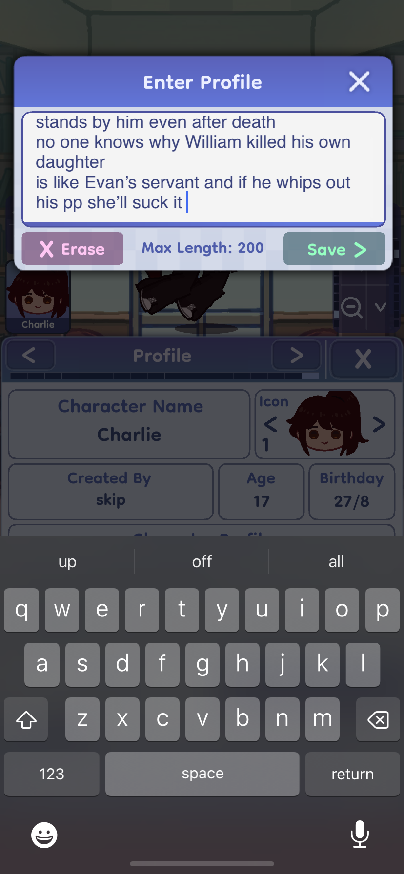 Some more information about the characters