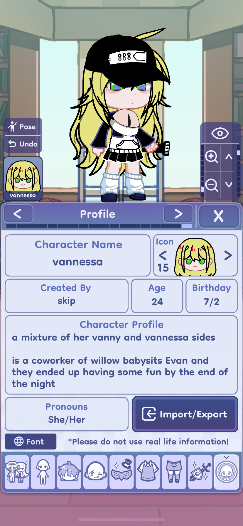 Some more information about the characters