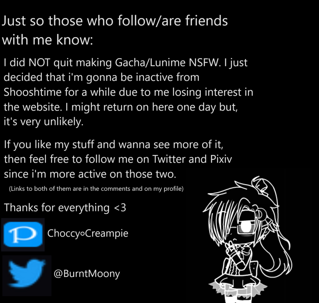 [Gacha] Leaving Shooshtime for a while
