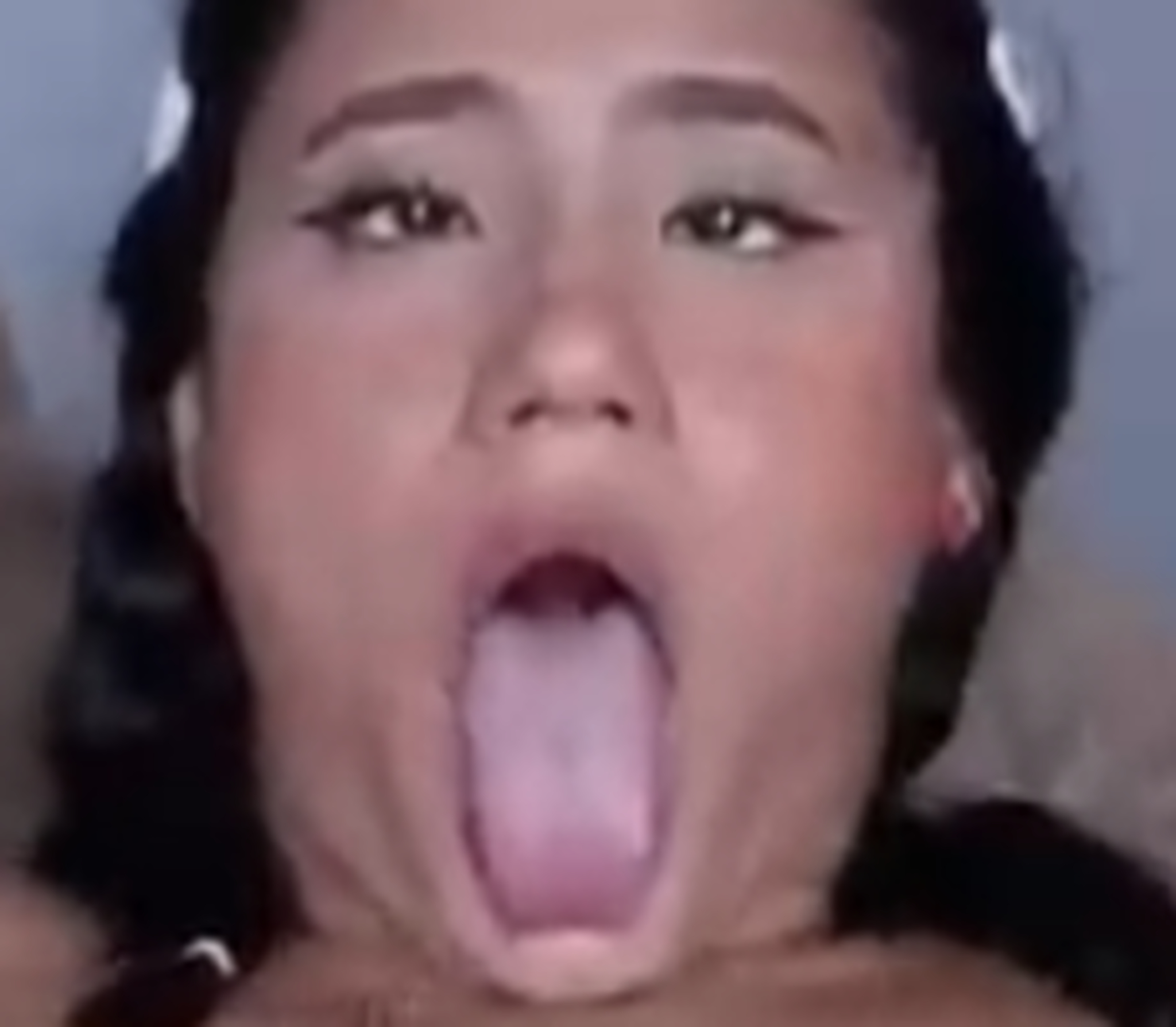 Turning the girl into their eyes and sticking out their tong