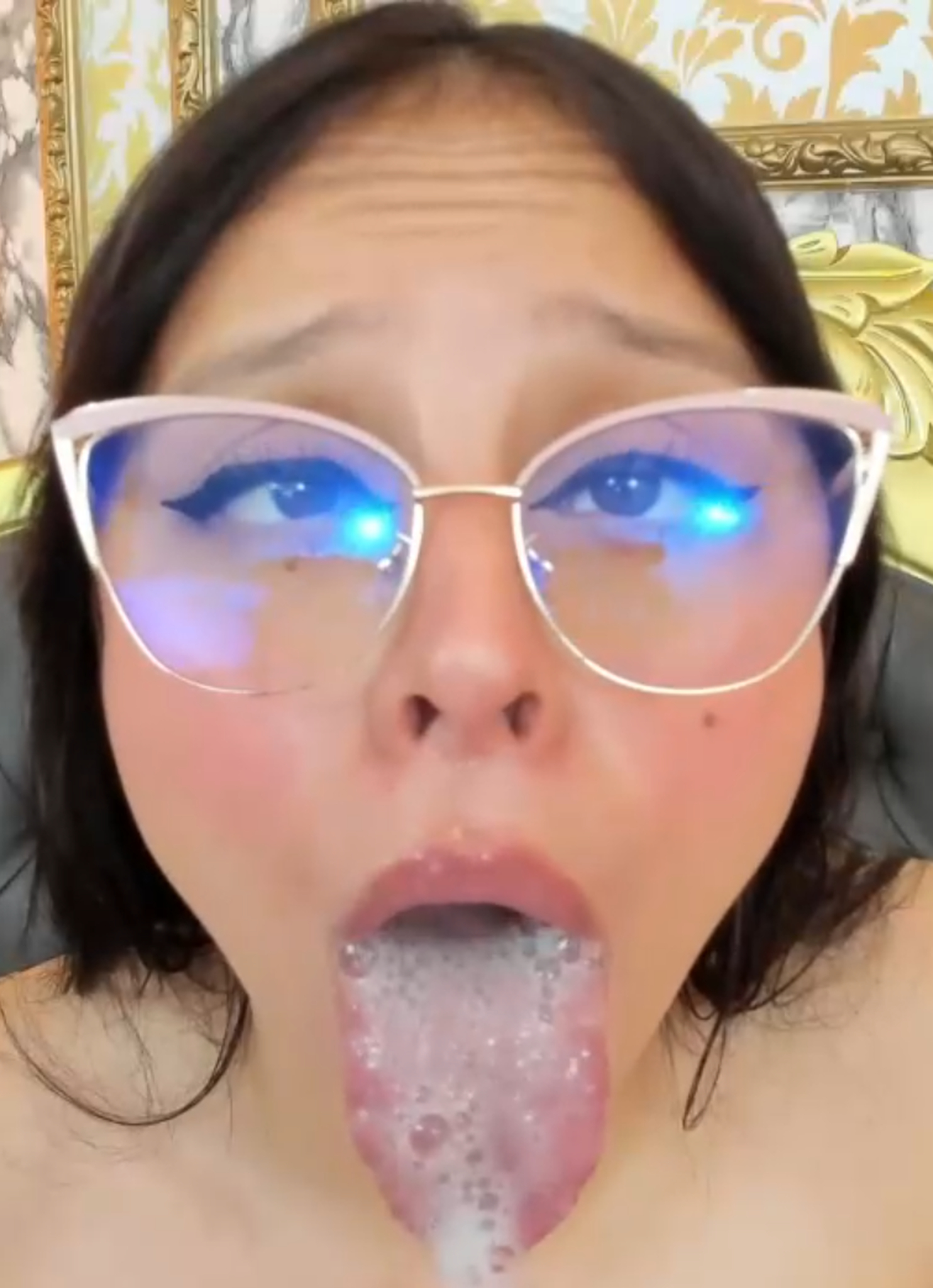 Turning the girl into their eyes and sticking out their tong