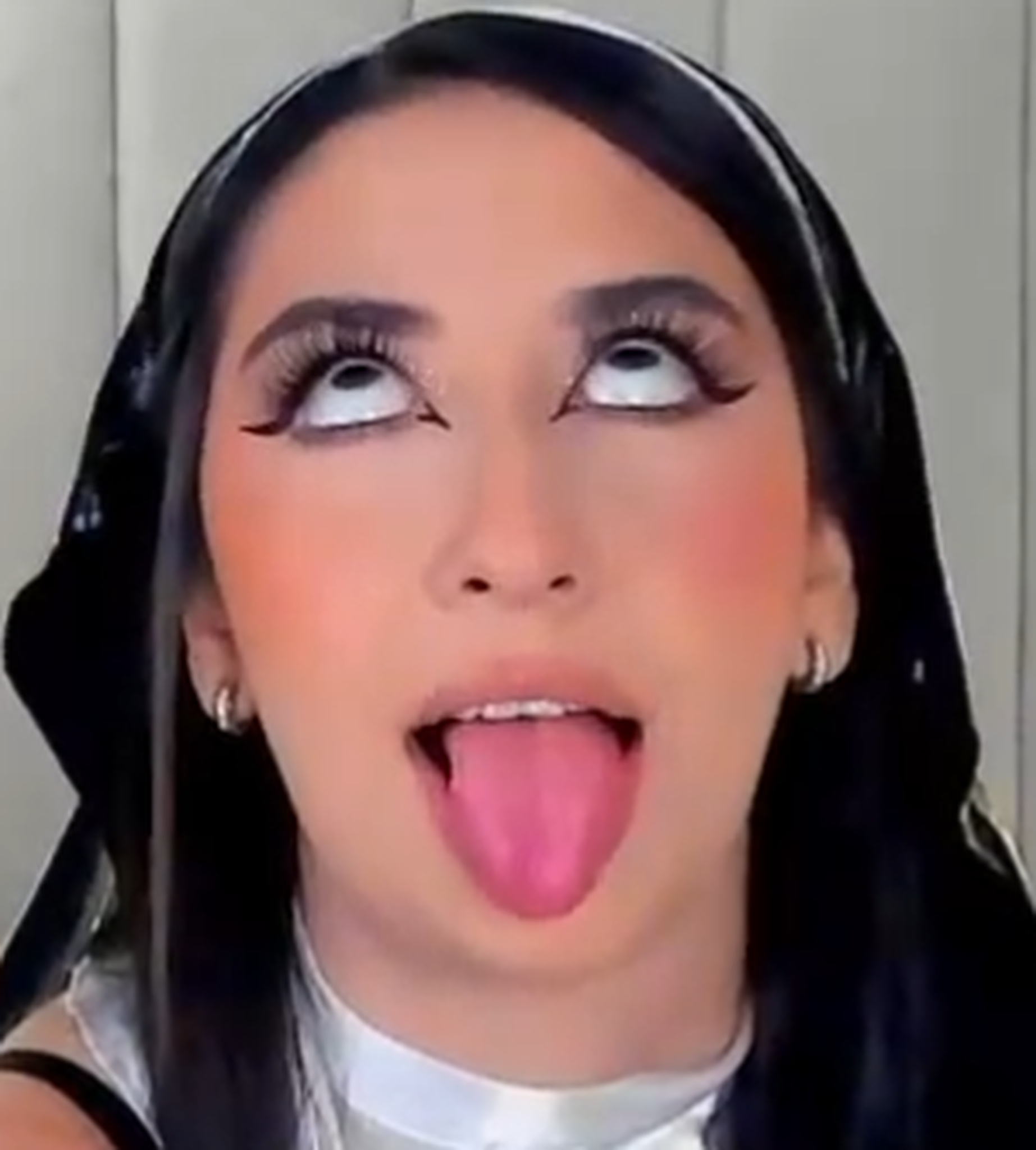 Turning the girl into their eyes and sticking out their tong