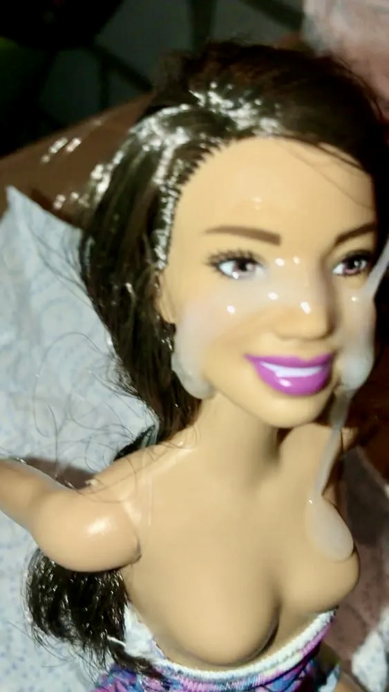 2021 dark hair Barbie doll facial cumslut