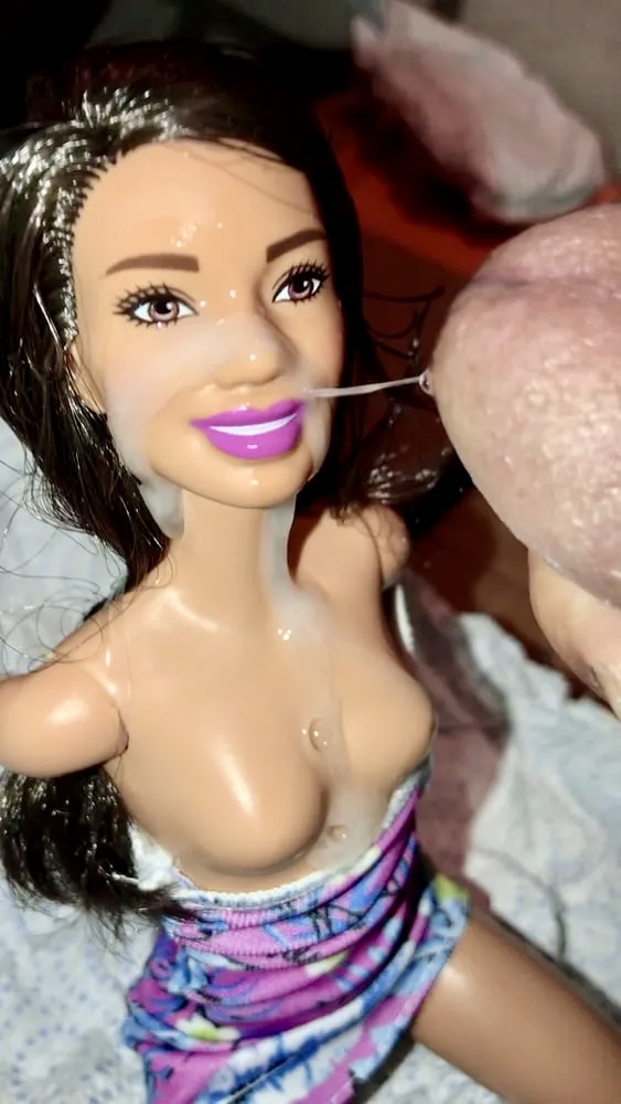 2021 dark hair Barbie doll facial cumslut