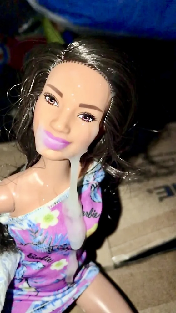 2021 dark hair Barbie doll facial cumslut