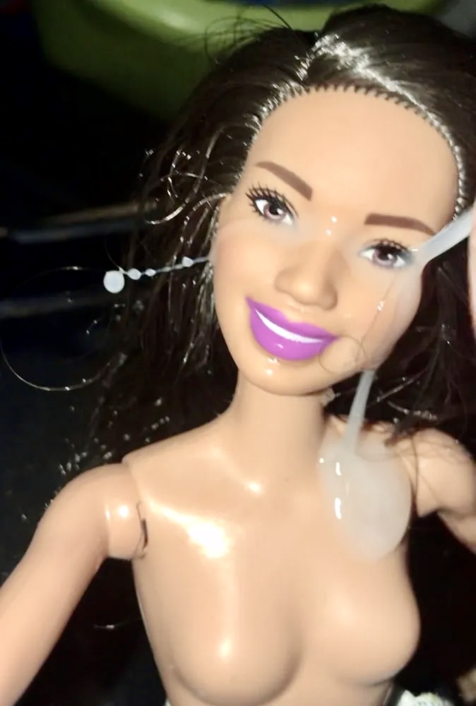 2021 dark hair Barbie doll facial cumslut