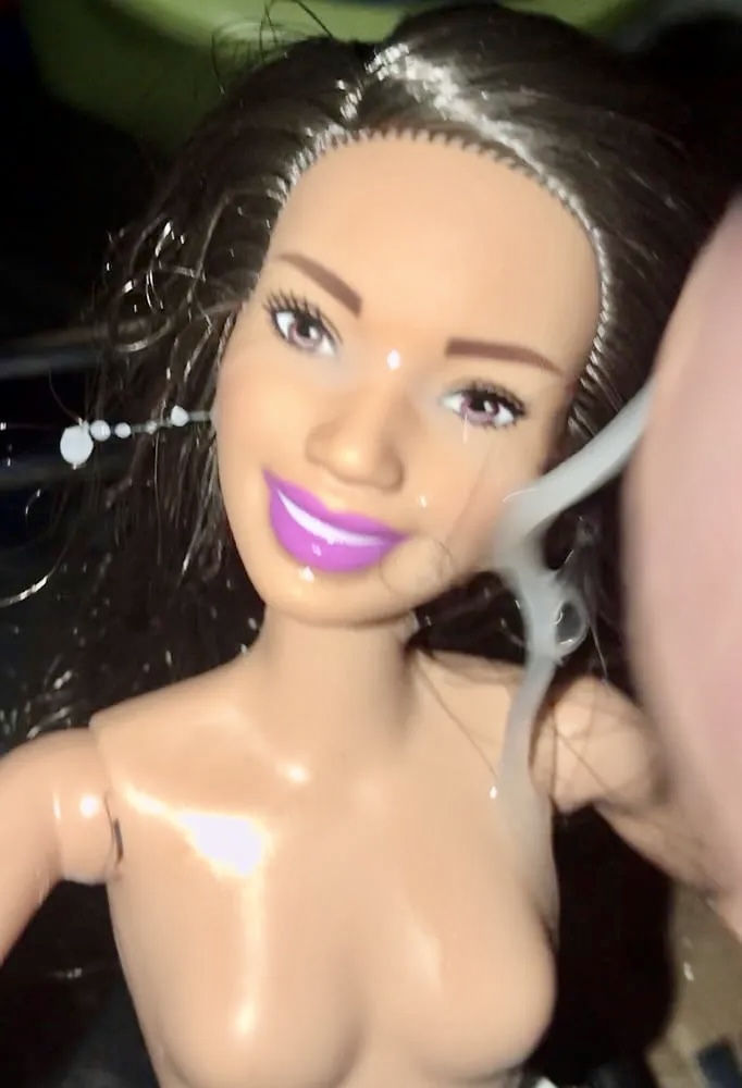 2021 dark hair Barbie doll facial cumslut