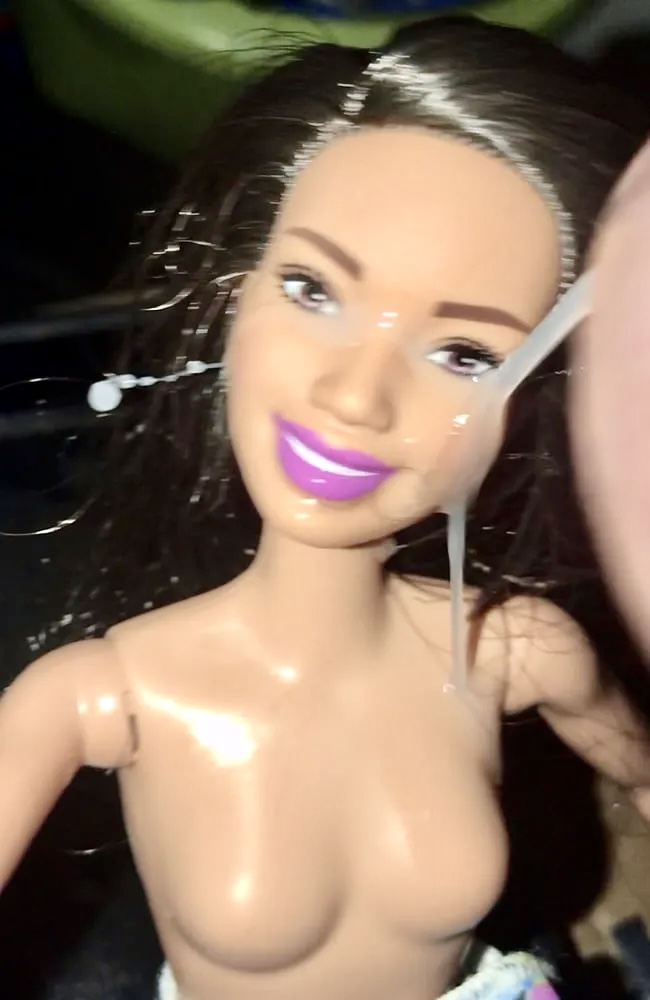 2021 dark hair Barbie doll facial cumslut