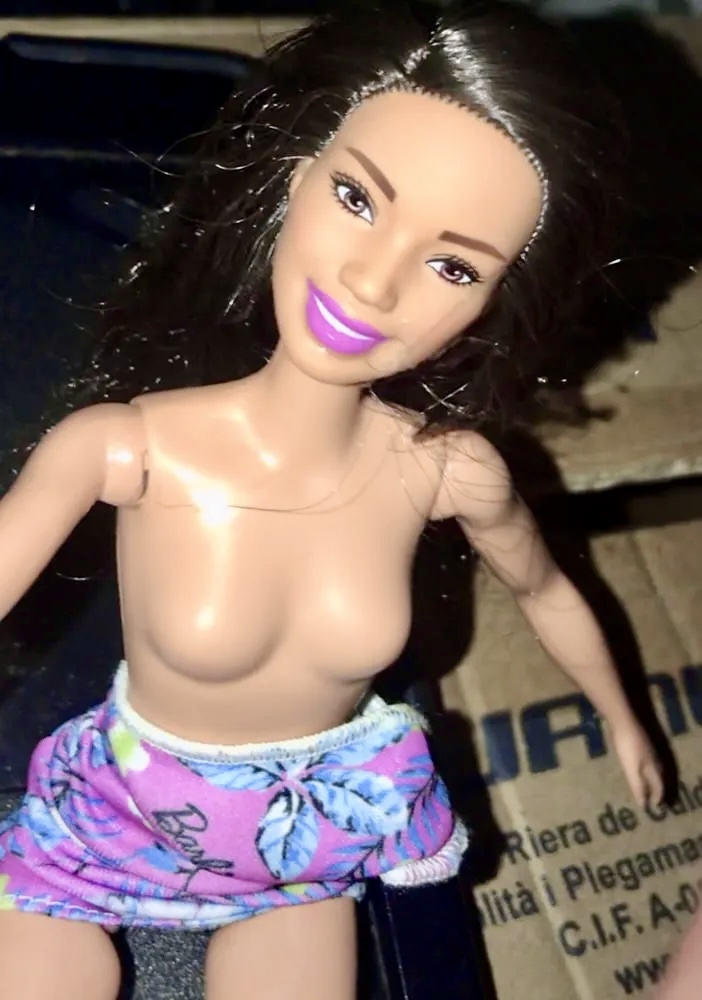 2021 dark hair Barbie doll facial cumslut