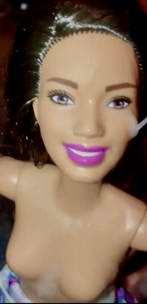 2021 dark hair Barbie doll facial cumslut