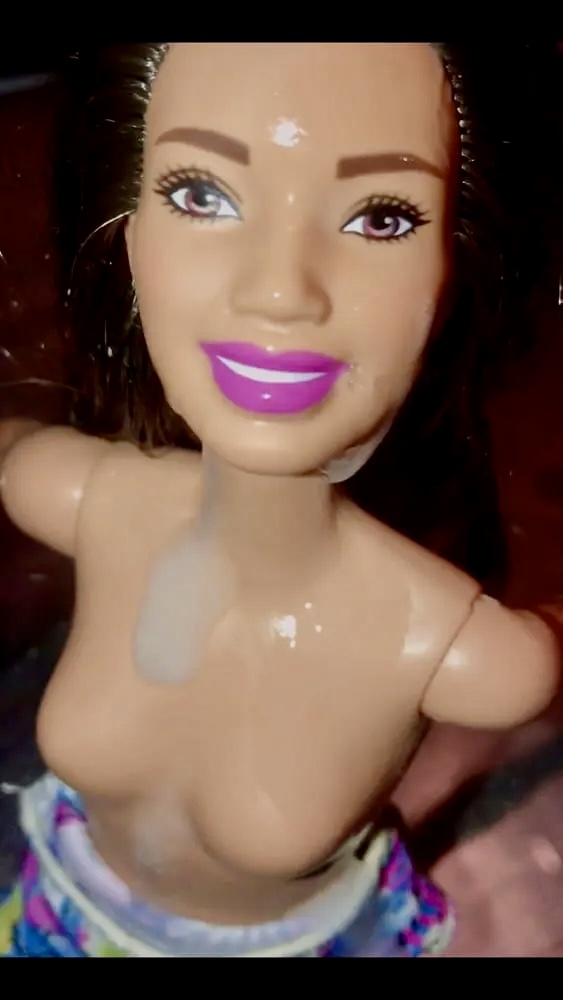 2021 dark hair Barbie doll facial cumslut