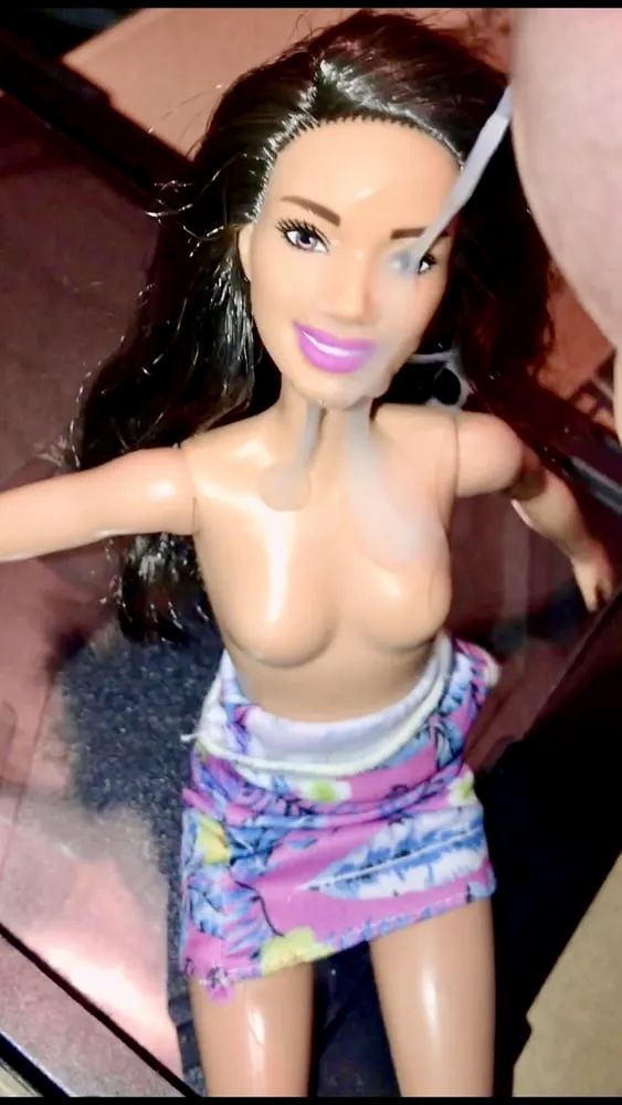 2021 dark hair Barbie doll facial cumslut