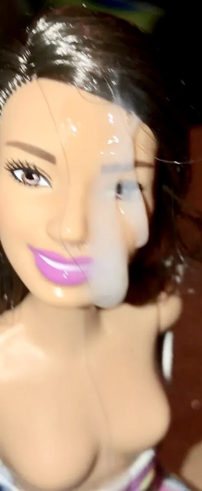 2021 dark hair Barbie doll facial cumslut
