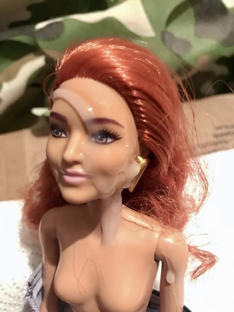 2021 redhead Barbie cumshot facials