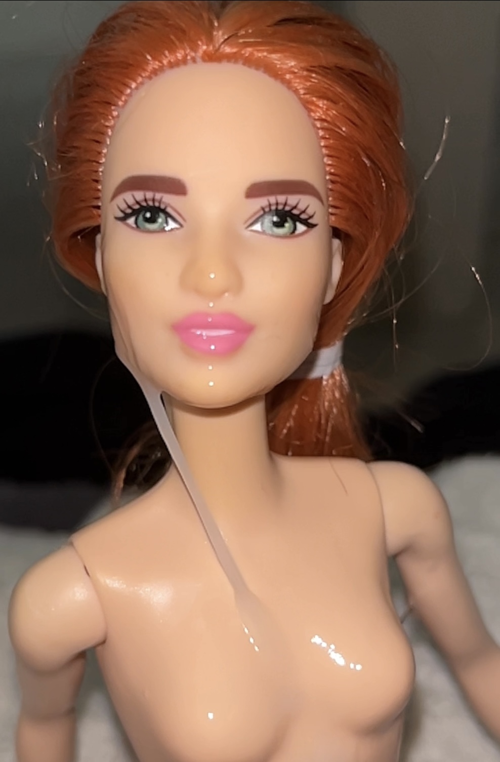 Precum and Double cumshot for secondhand Barbie doll