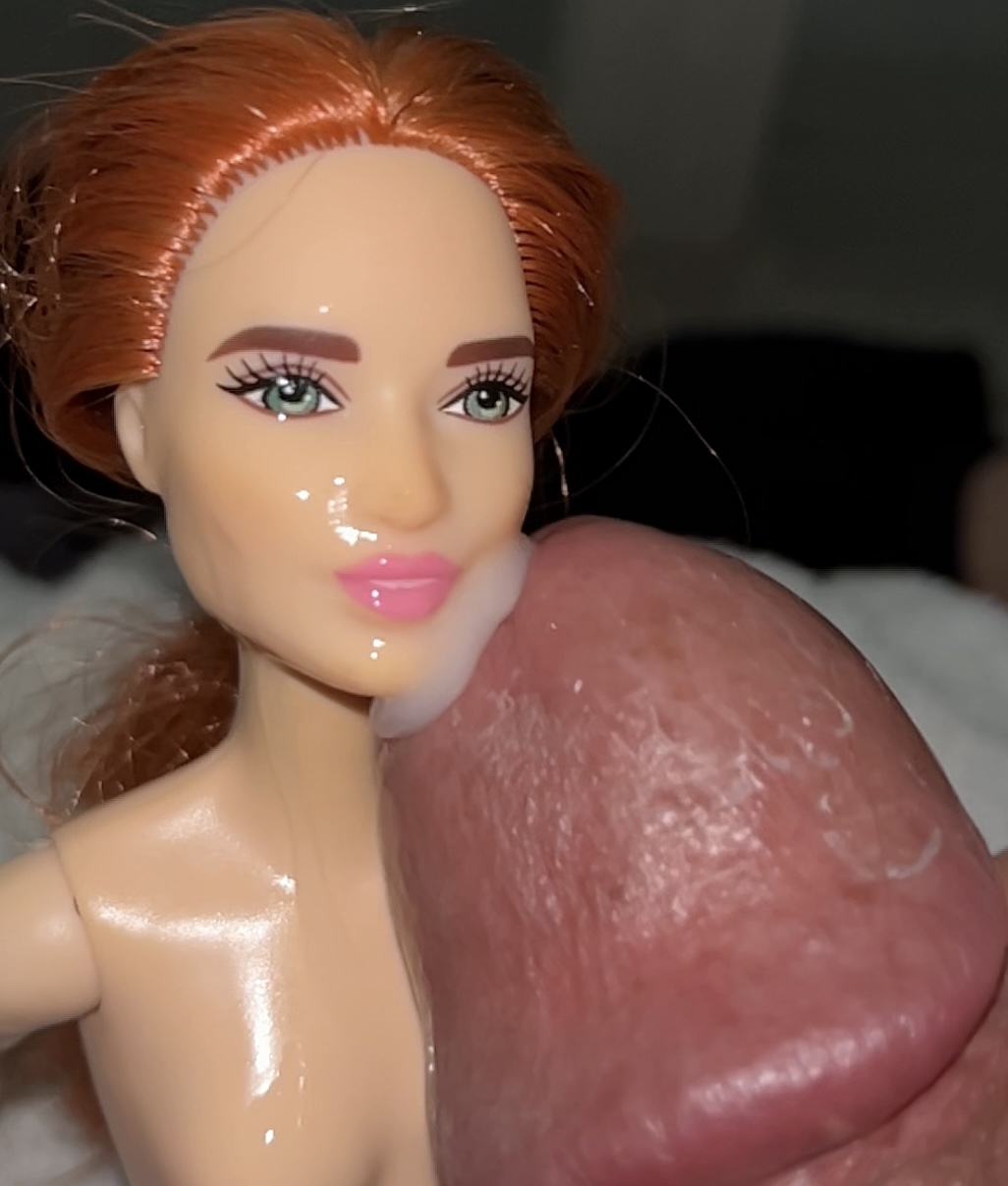 Precum and Double cumshot for secondhand Barbie doll