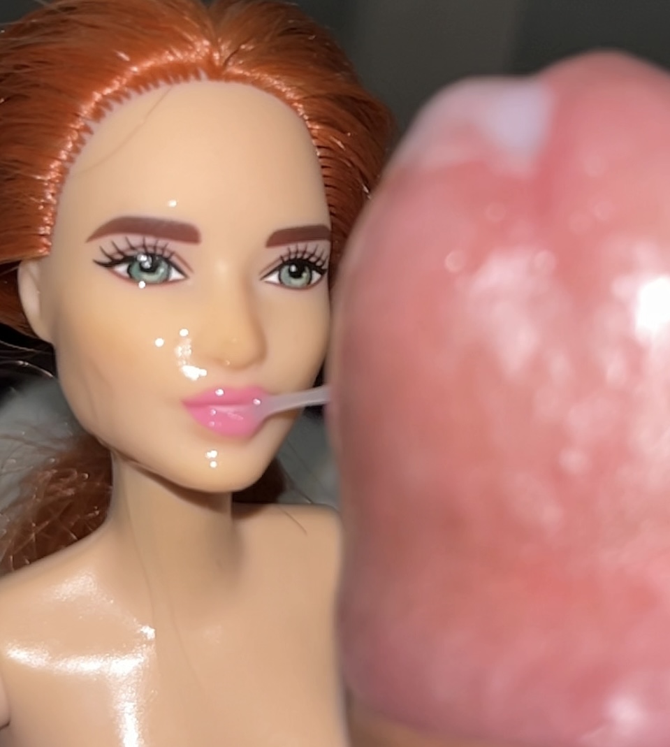 Precum and Double cumshot for secondhand Barbie doll