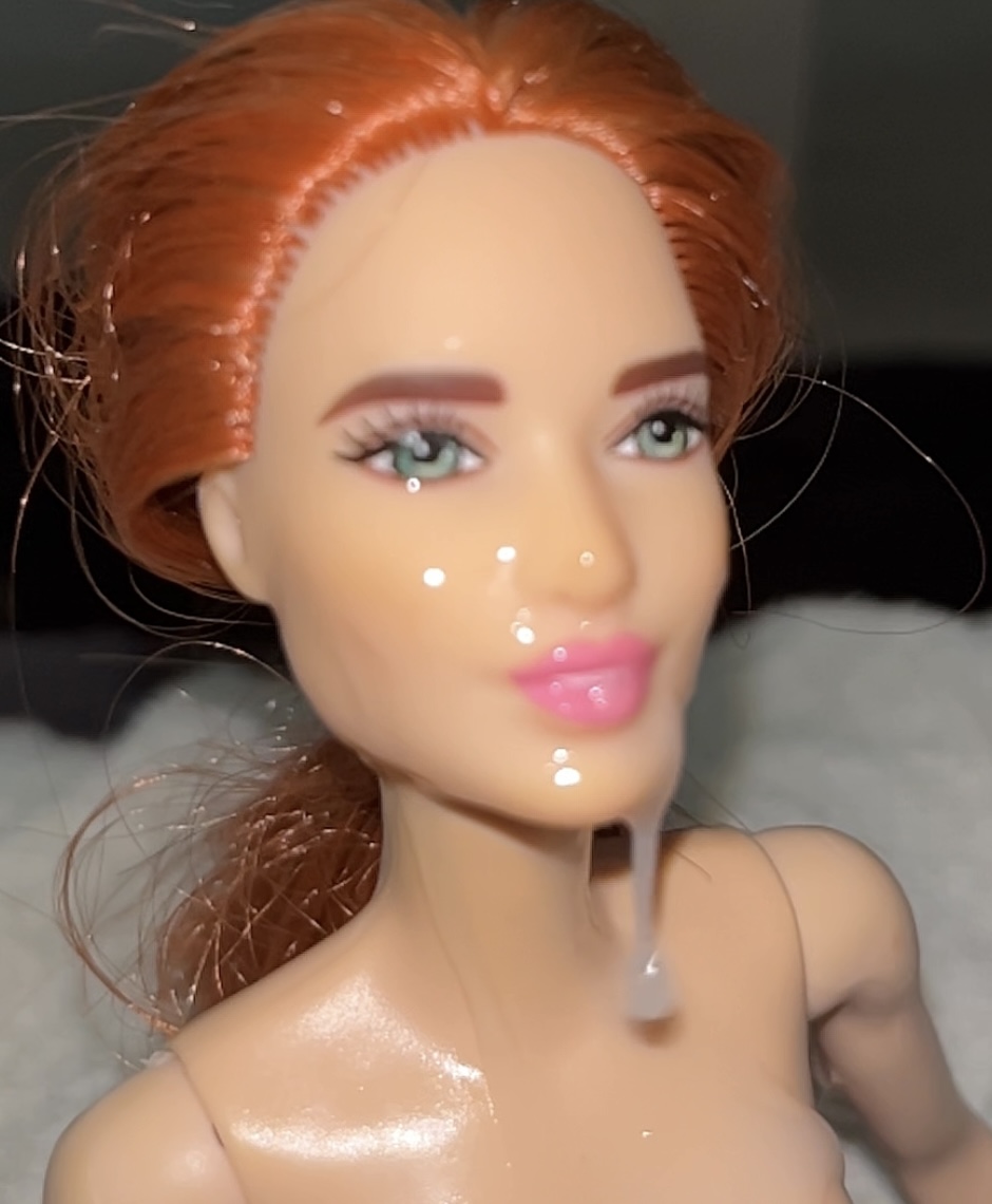 Precum and Double cumshot for secondhand Barbie doll