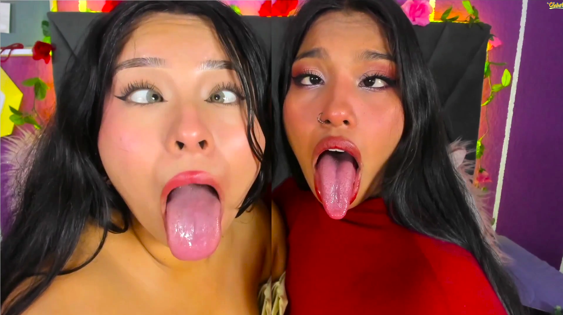 Two lesbians making out ahegao together