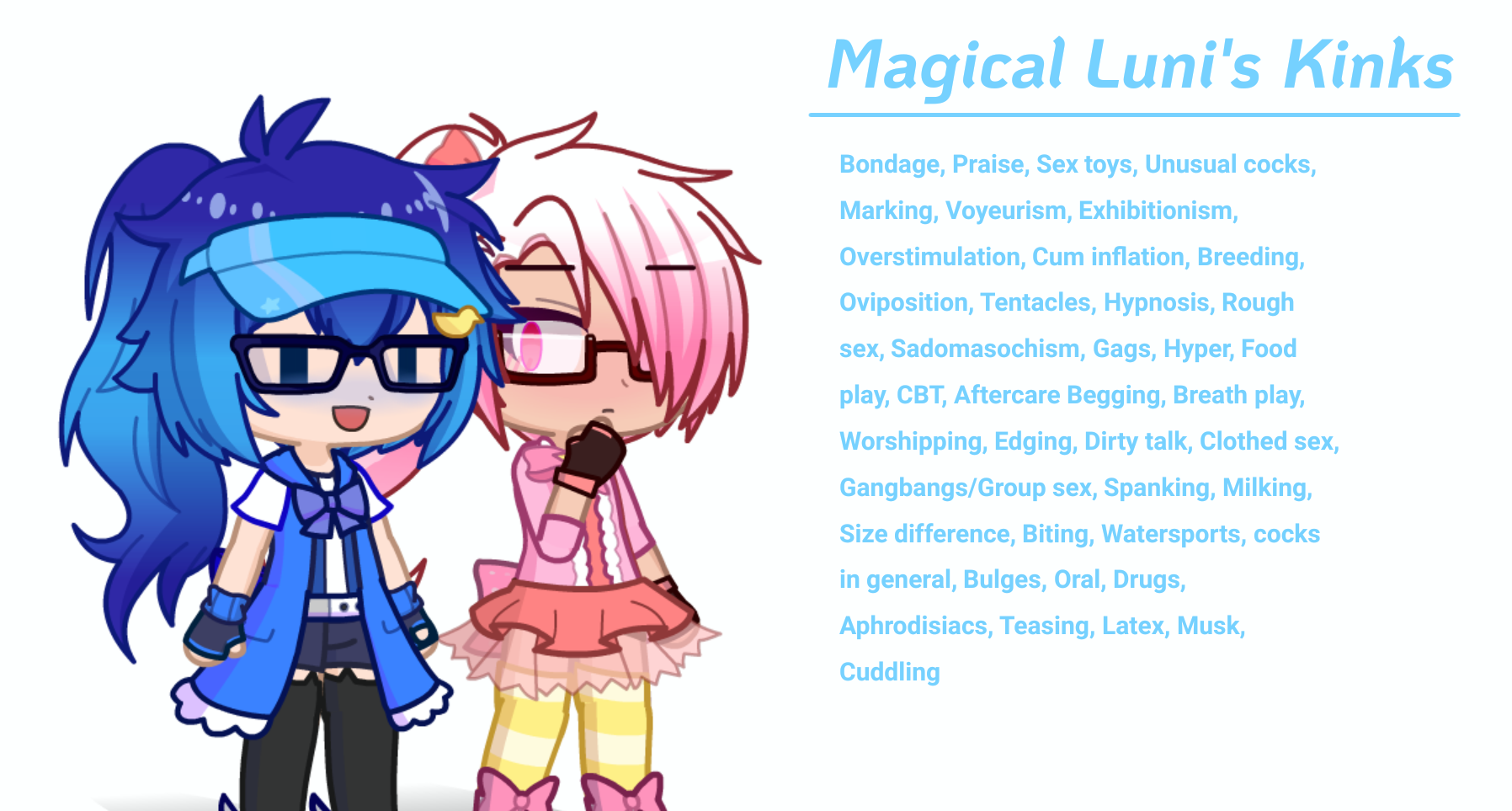 [Gacha] Magical Luni and Wanchi's Kinks/Fetishes