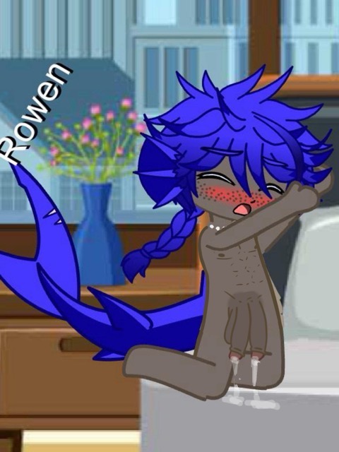 siren boy masterbates with his two cocks and cums all over