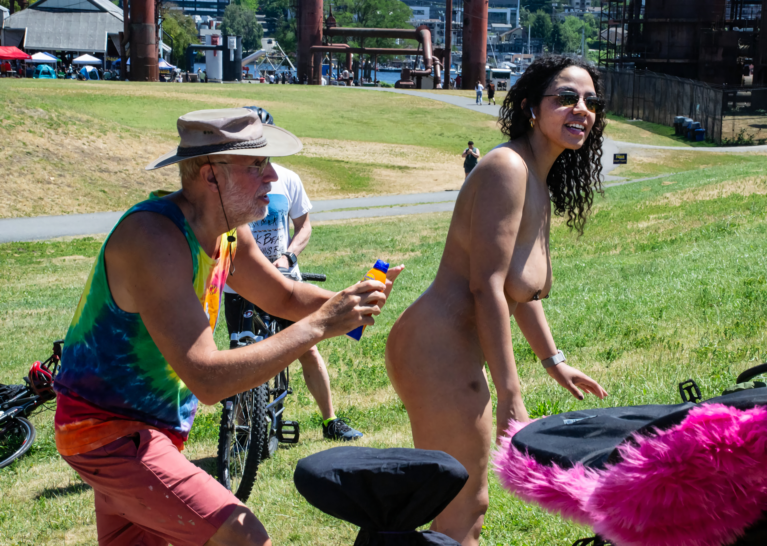 Huge tits slut Ellie huge naked public