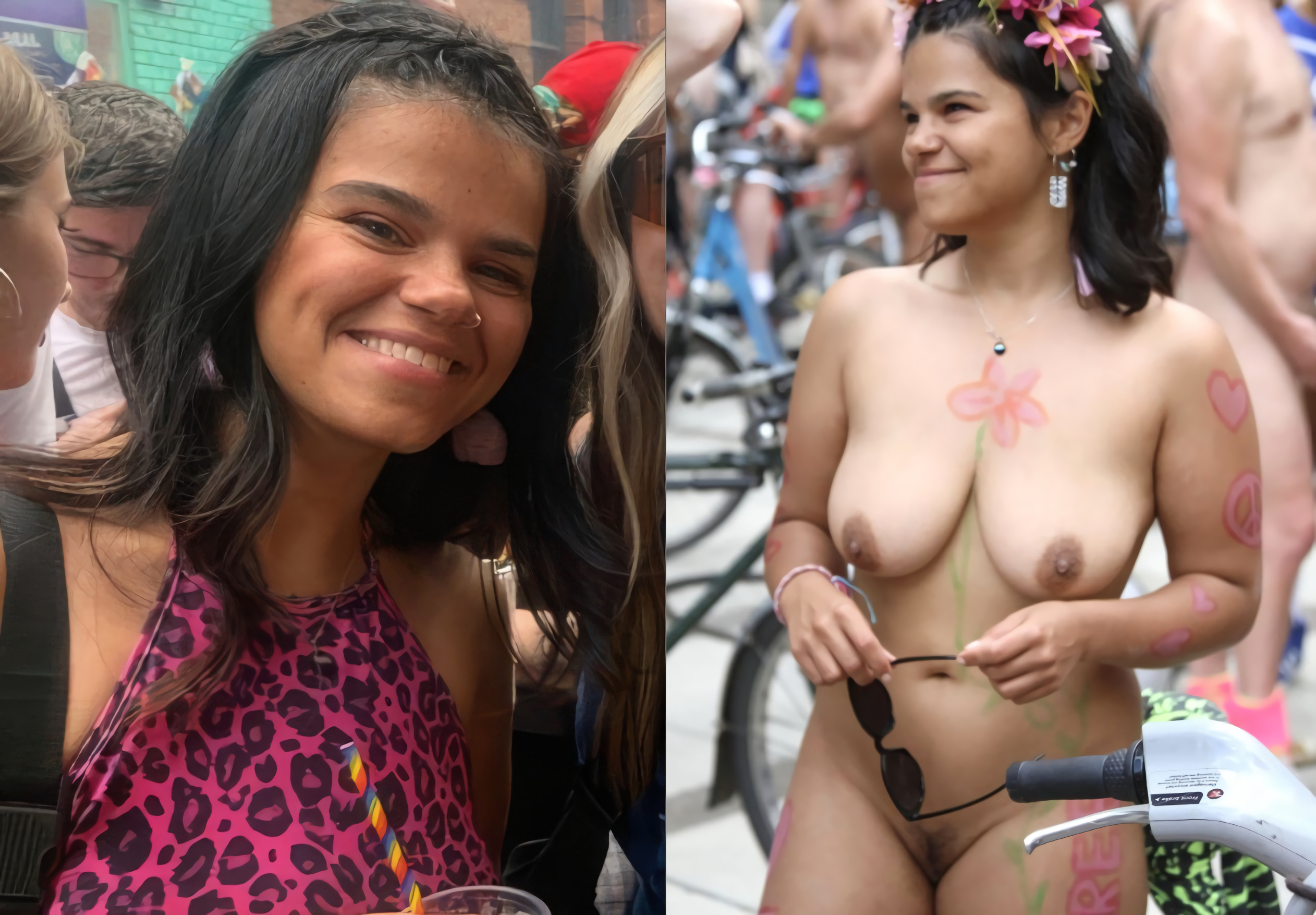 Big tits slut Meleasha naked in public