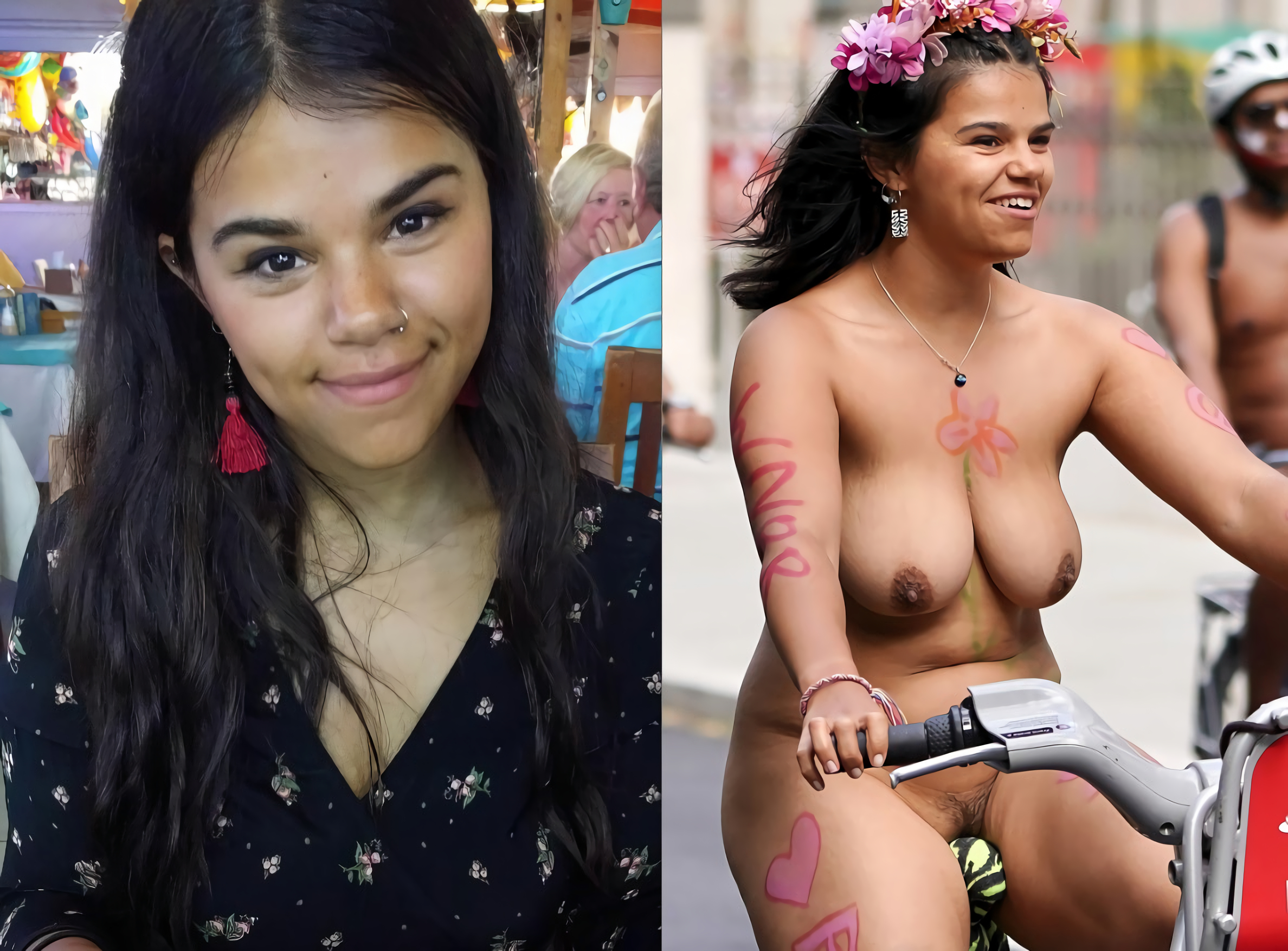 Big tits slut Meleasha naked in public