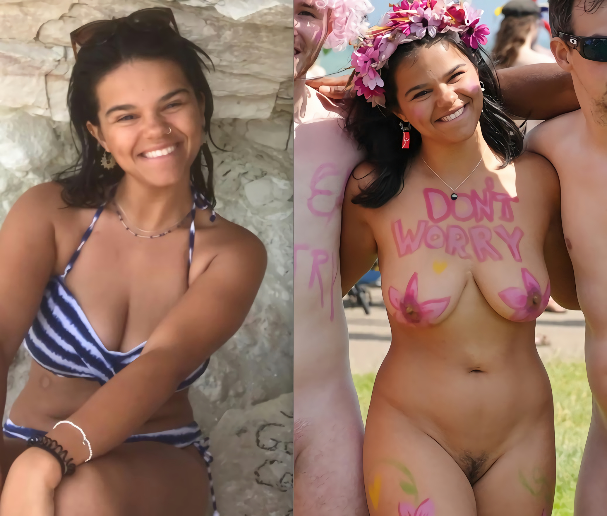 Big tits slut Meleasha naked in public