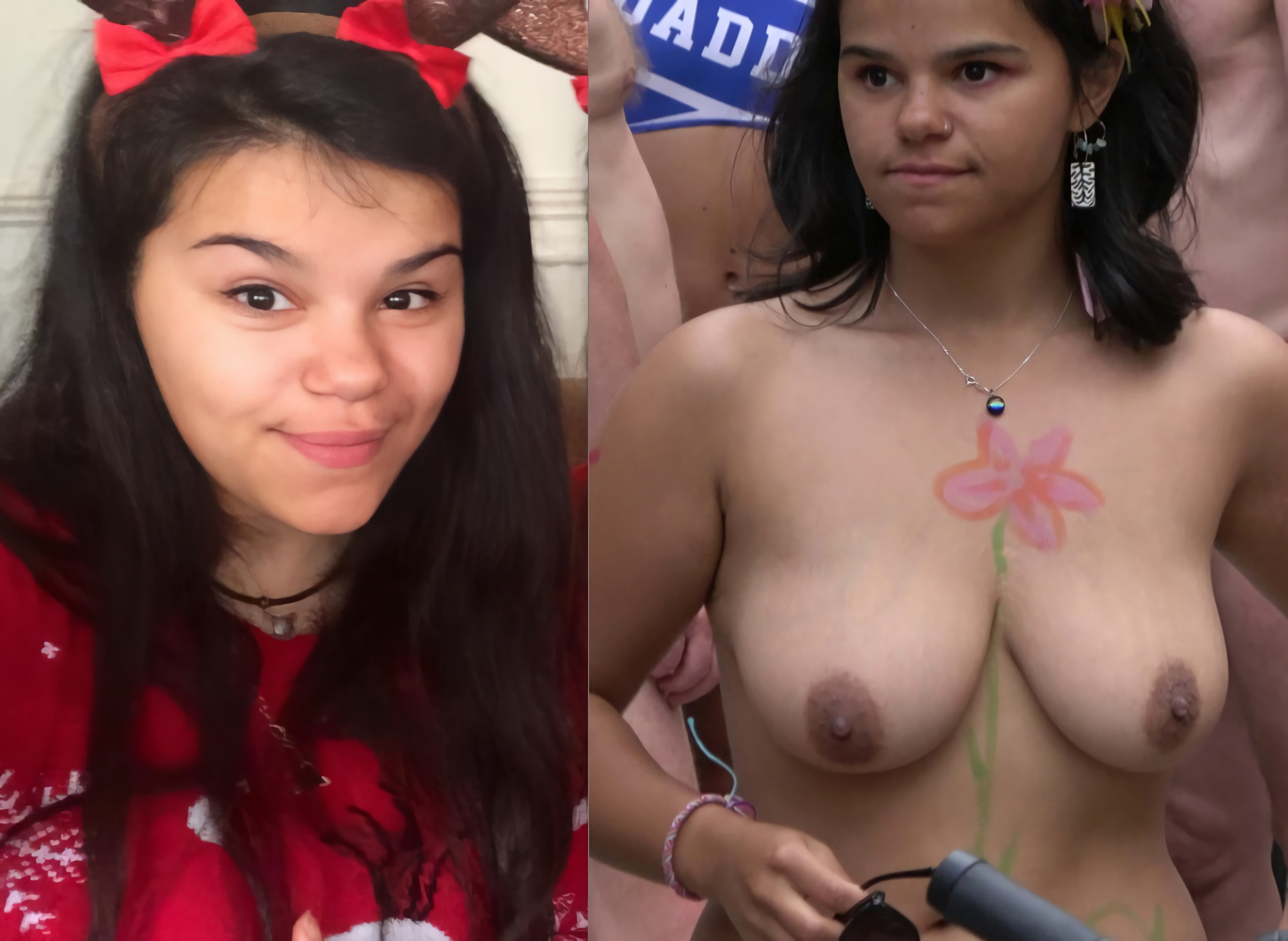 Big tits slut Meleasha naked in public