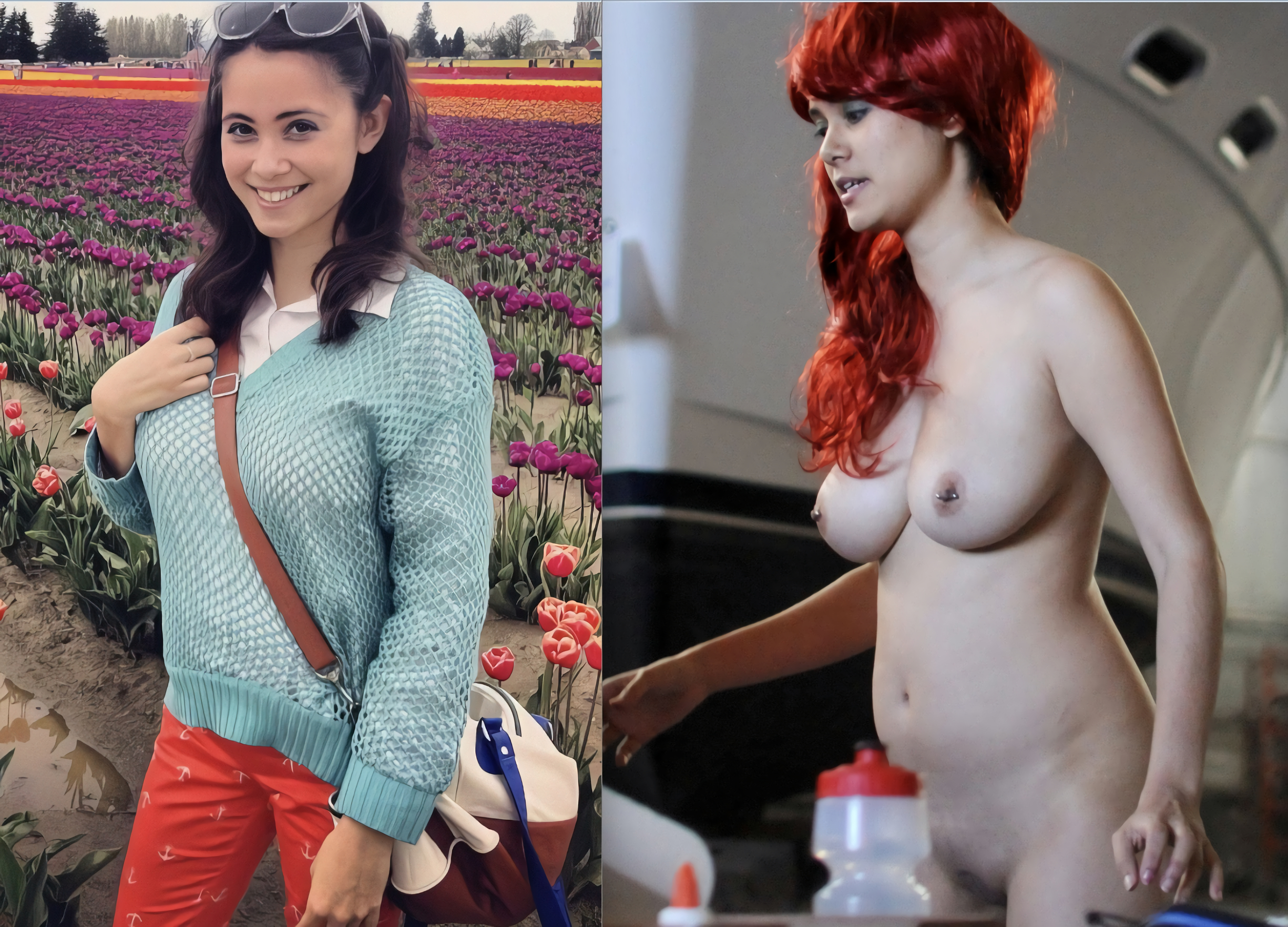 Cute big tits slut Jewel naked in public