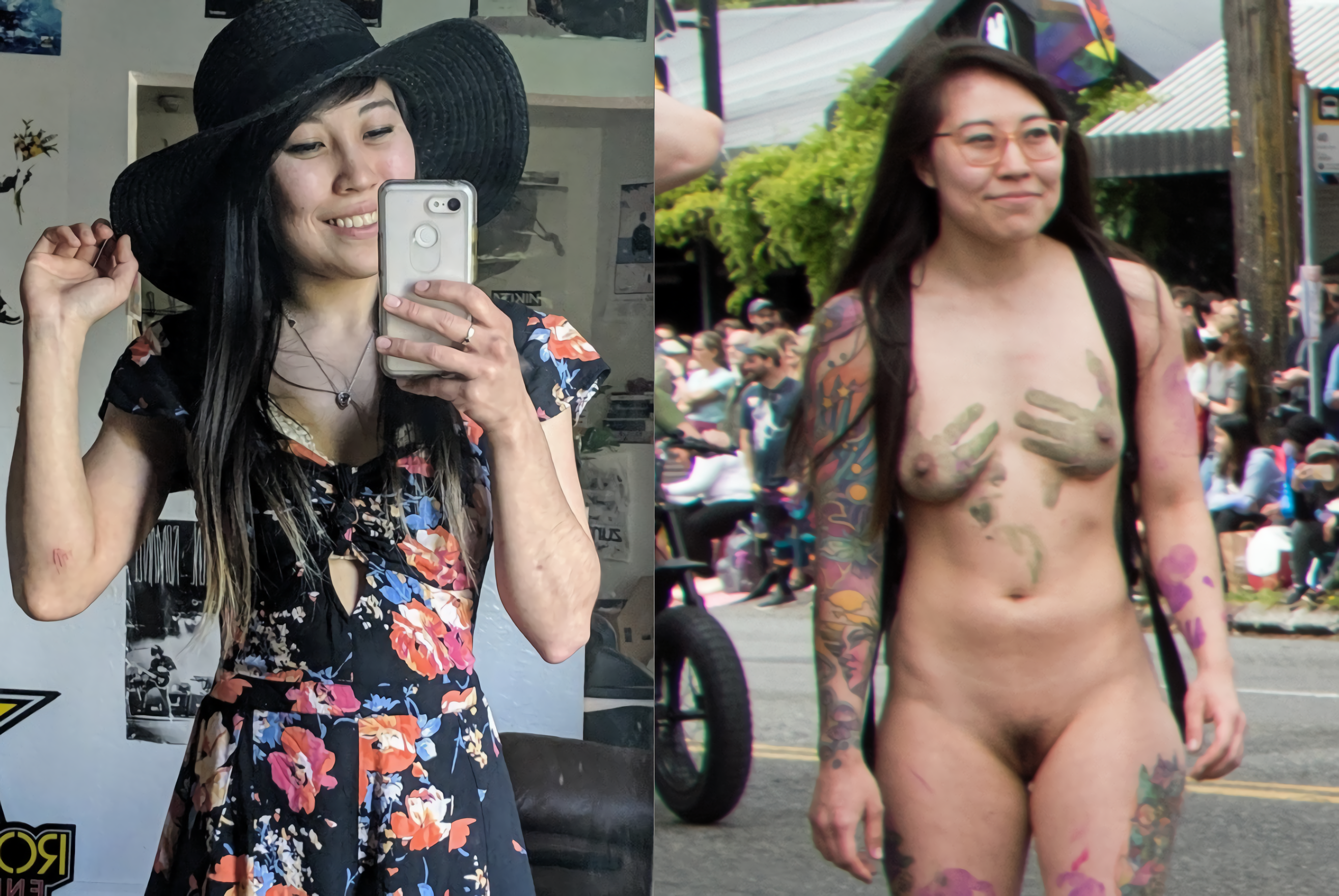 Cute Asian slut Anel naked public