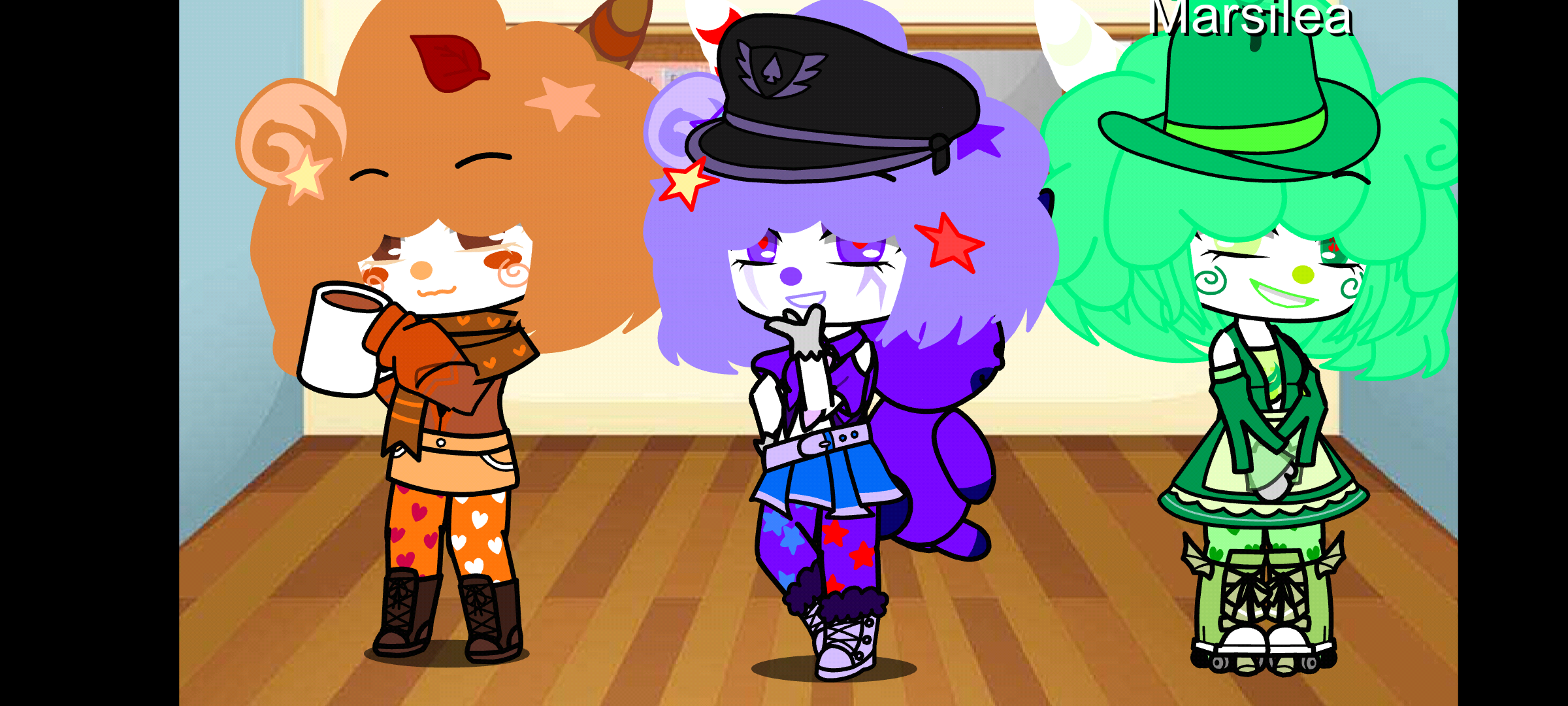 A trio of the grimace shake in different holidays