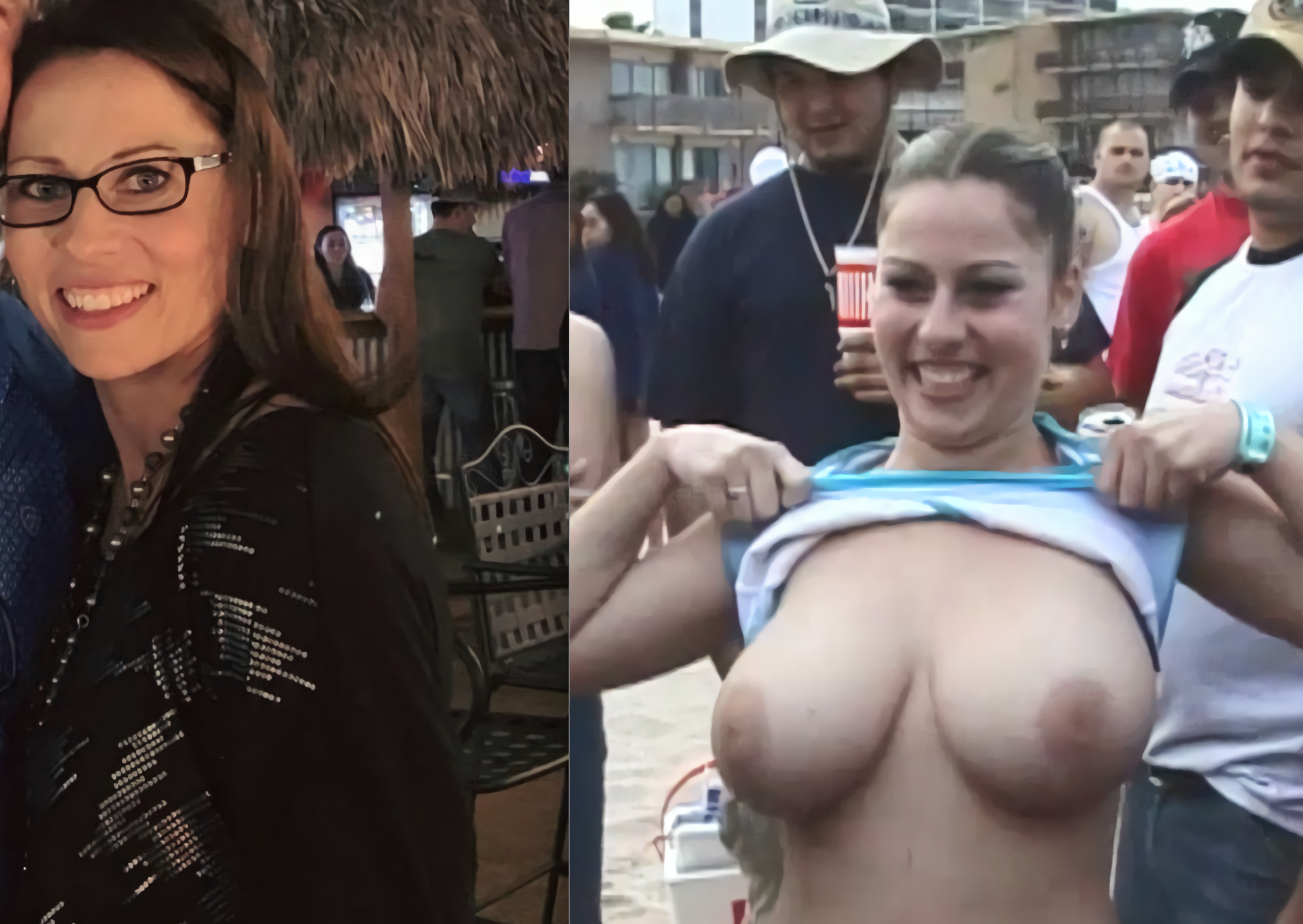 Before / After Sluts flashing tits (Dressed / Undressed)