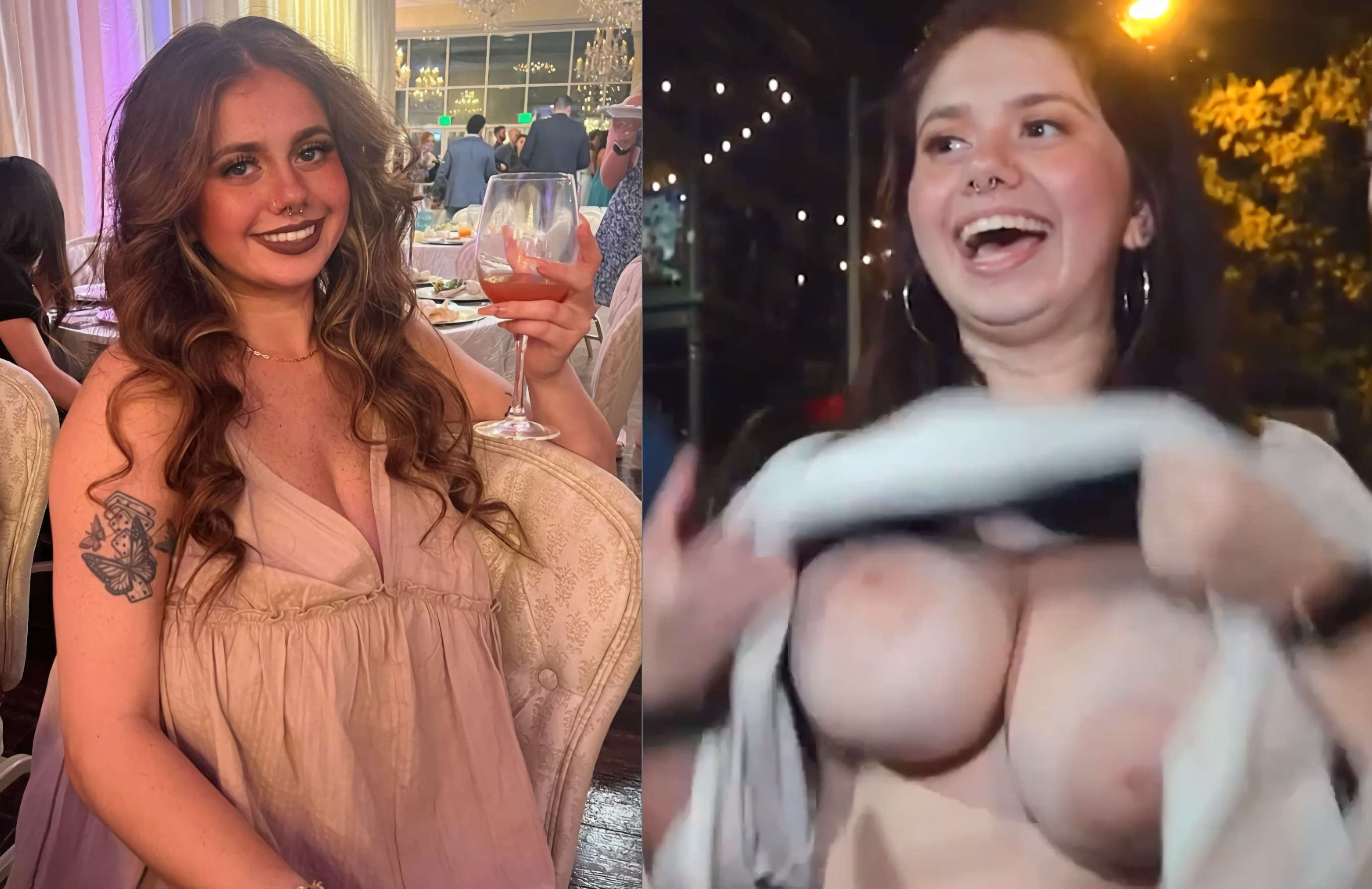 Before / After Sluts flashing tits (Dressed / Undressed)