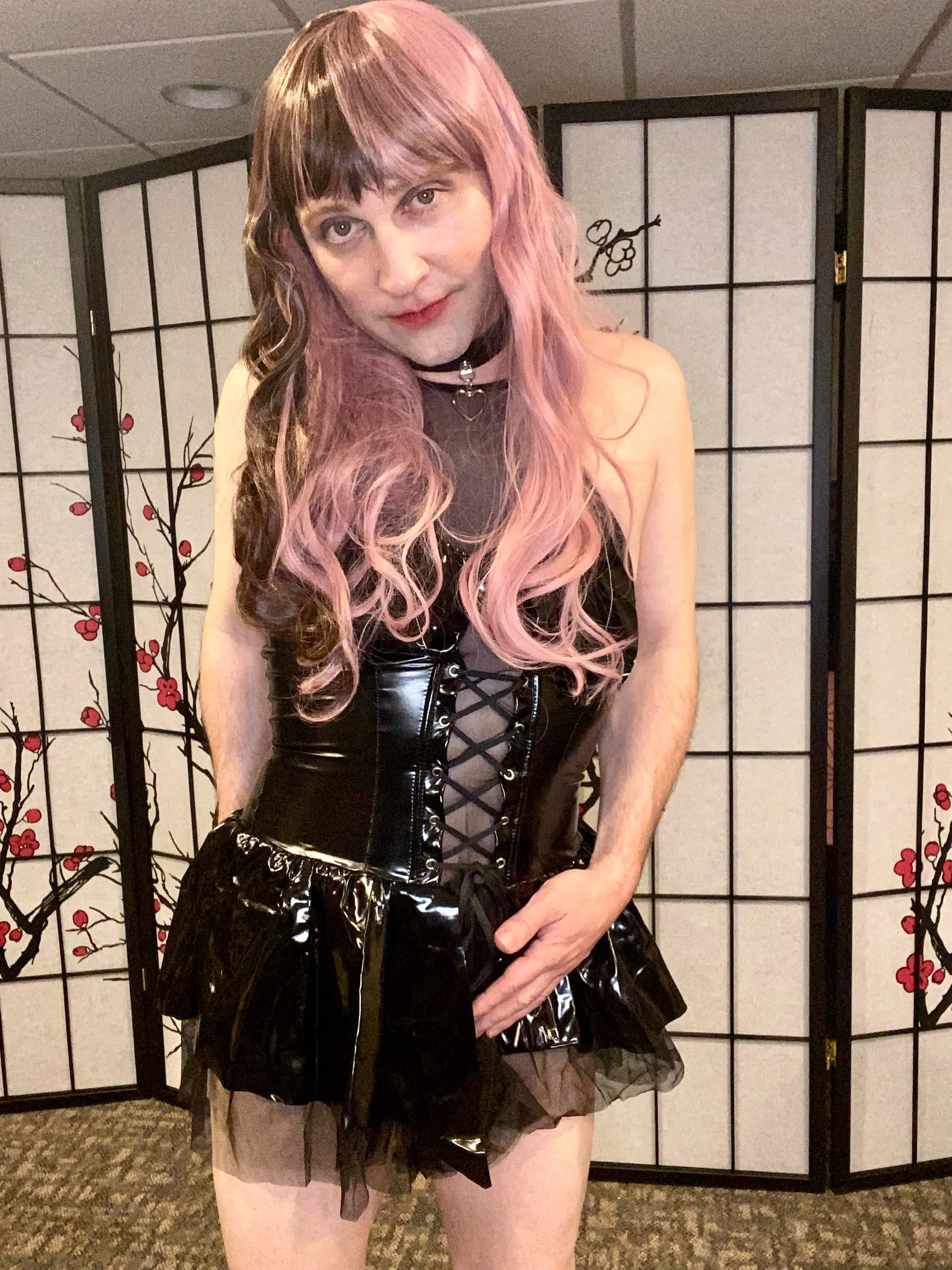 Caged gothic cosplay slut