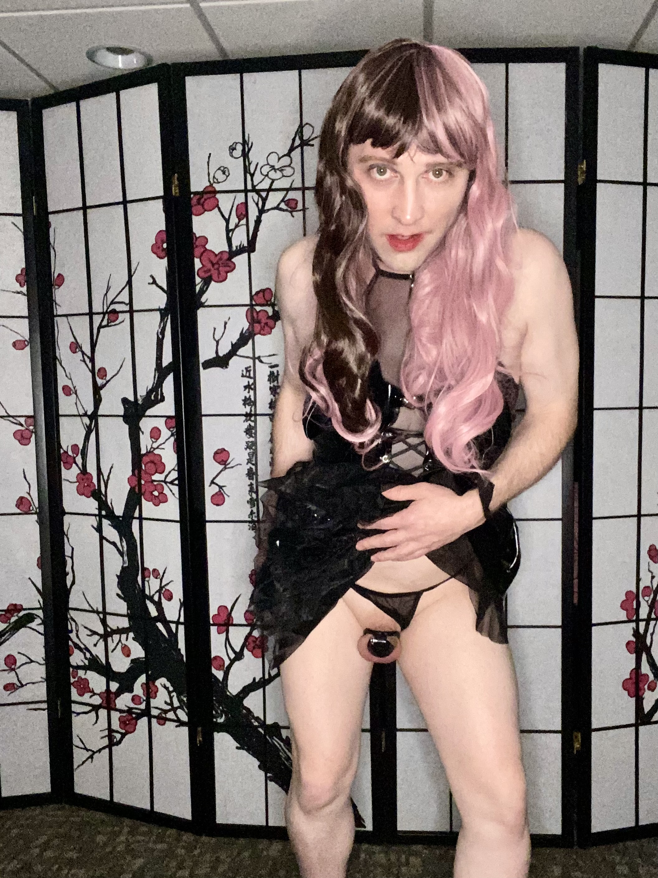 Caged gothic cosplay slut