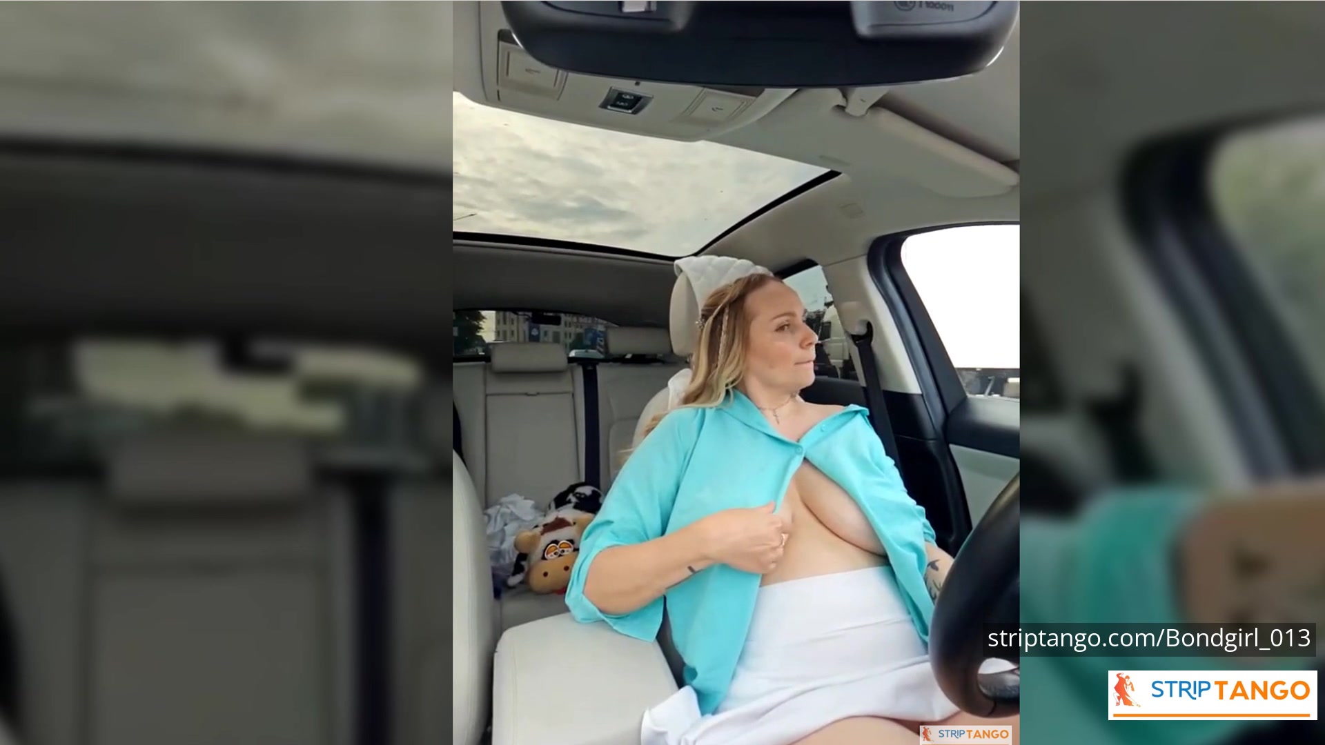 BondGirl Driving Tease – Big Tits, Pussy with Vibrating Toy