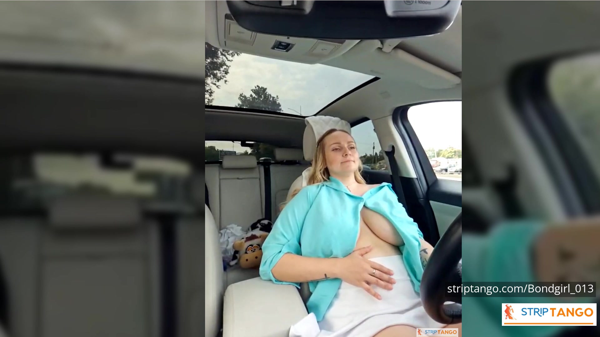 BondGirl Driving Tease – Big Tits, Pussy with Vibrating Toy