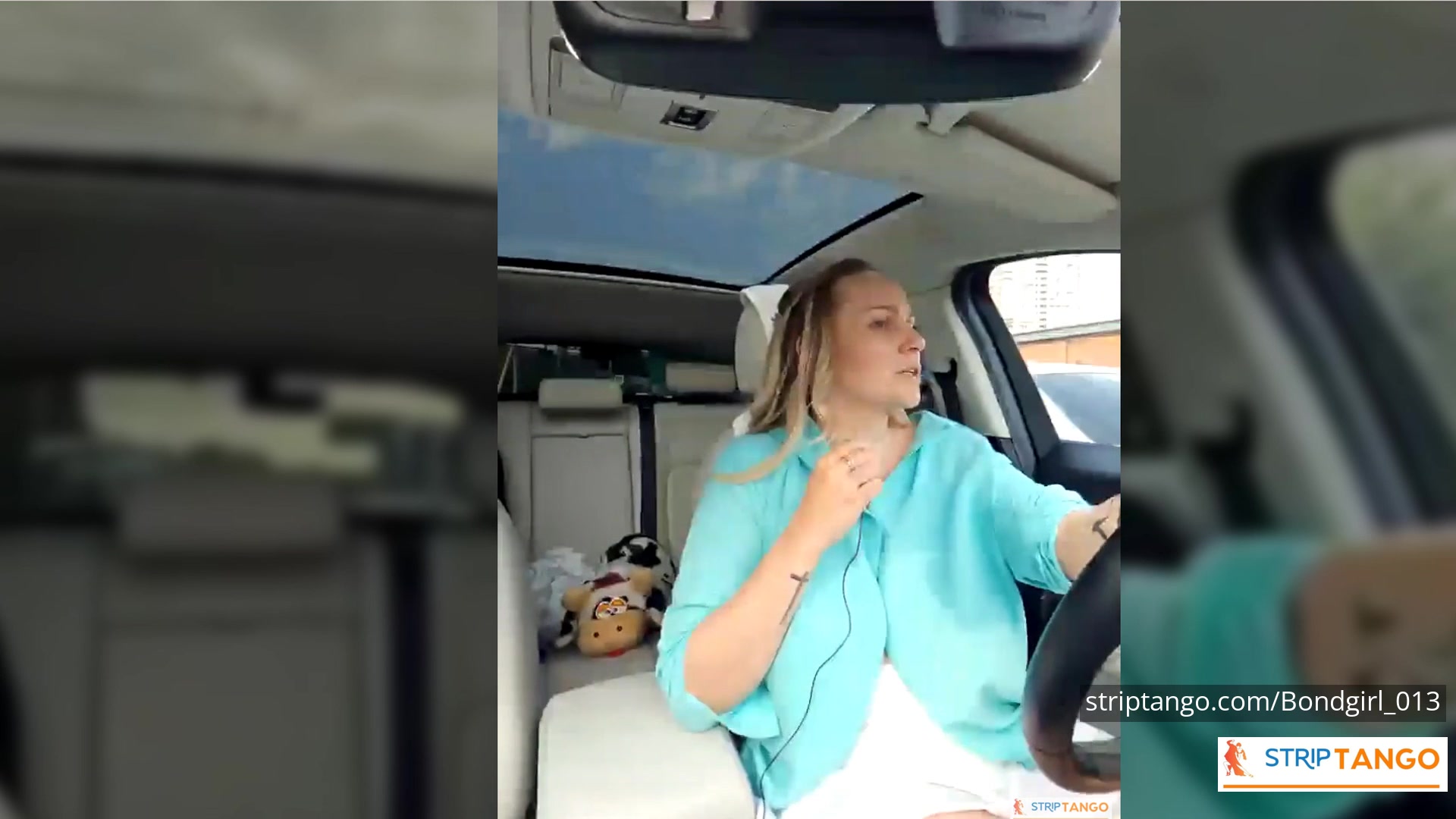 BondGirl Driving Tease – Big Tits, Pussy with Vibrating Toy