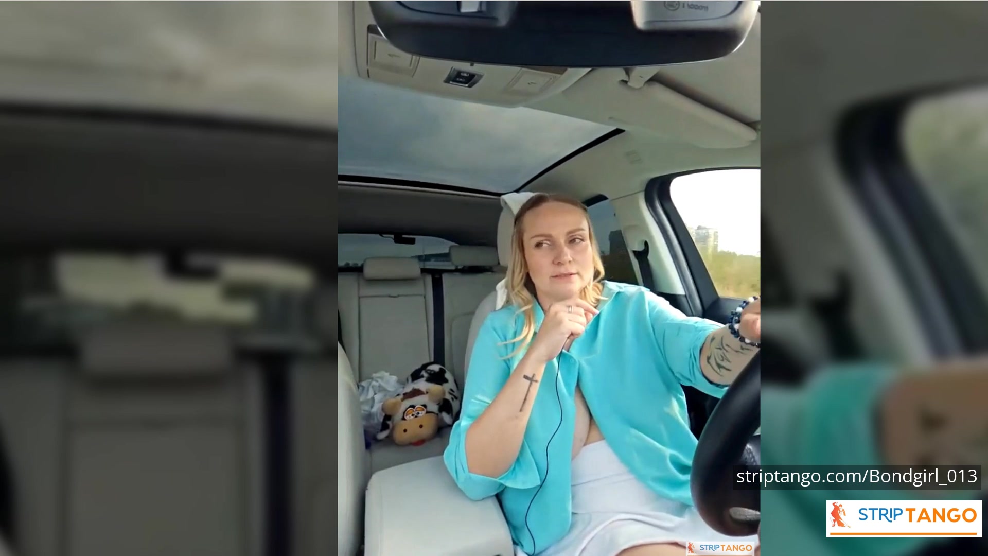 BondGirl Driving Tease – Big Tits, Pussy with Vibrating Toy